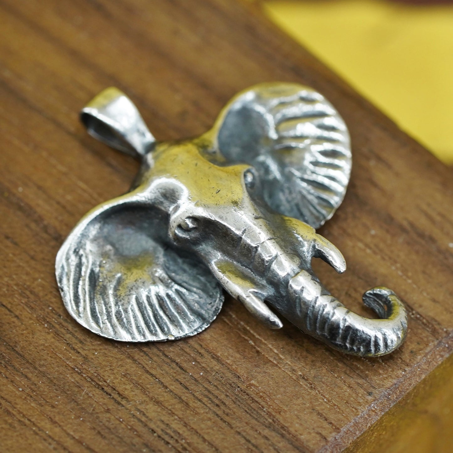 Vintage Sterling silver handmade pendant, 925 elephant head