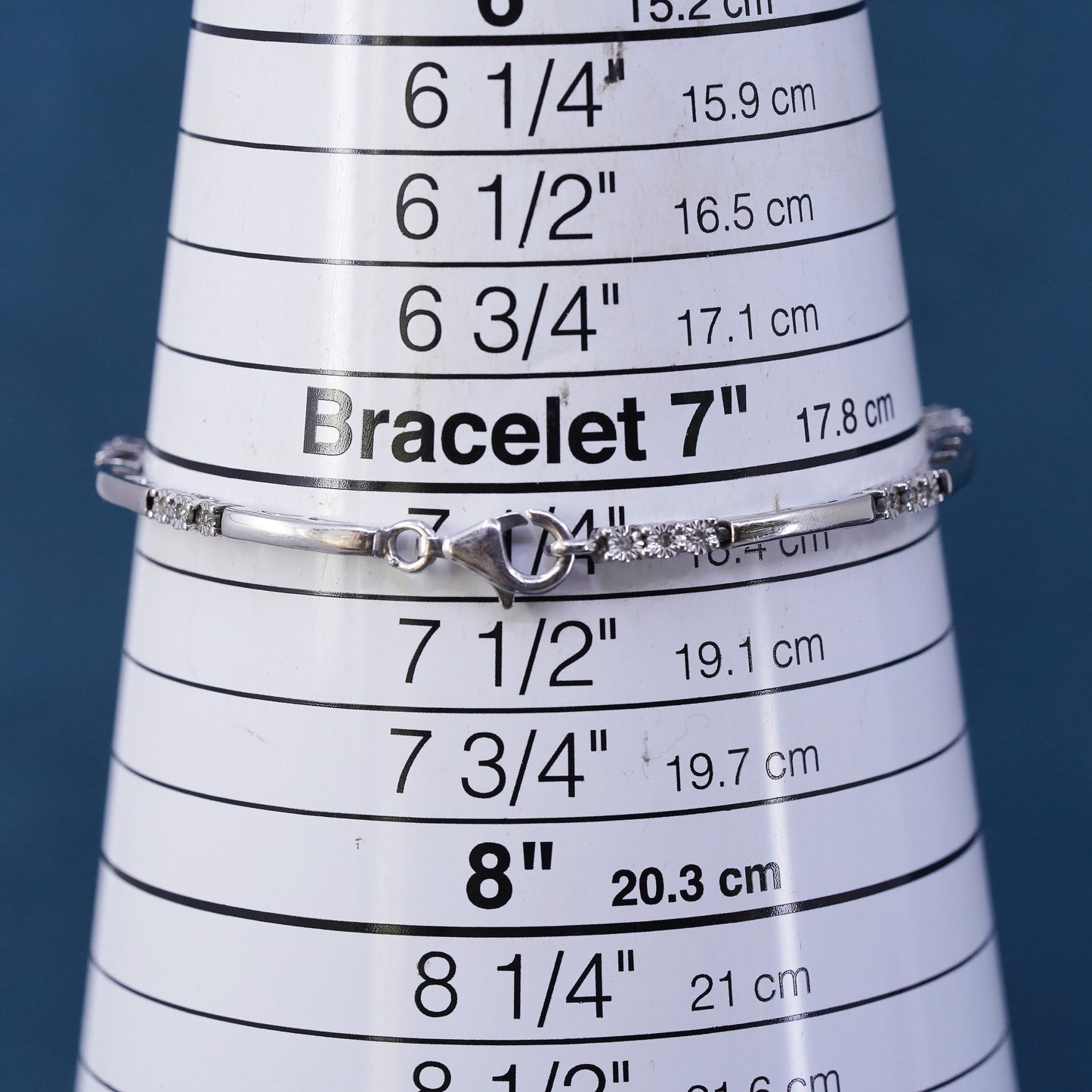 7.25”, vintage sterling 925 silver tennis bracelet with genuine diamond