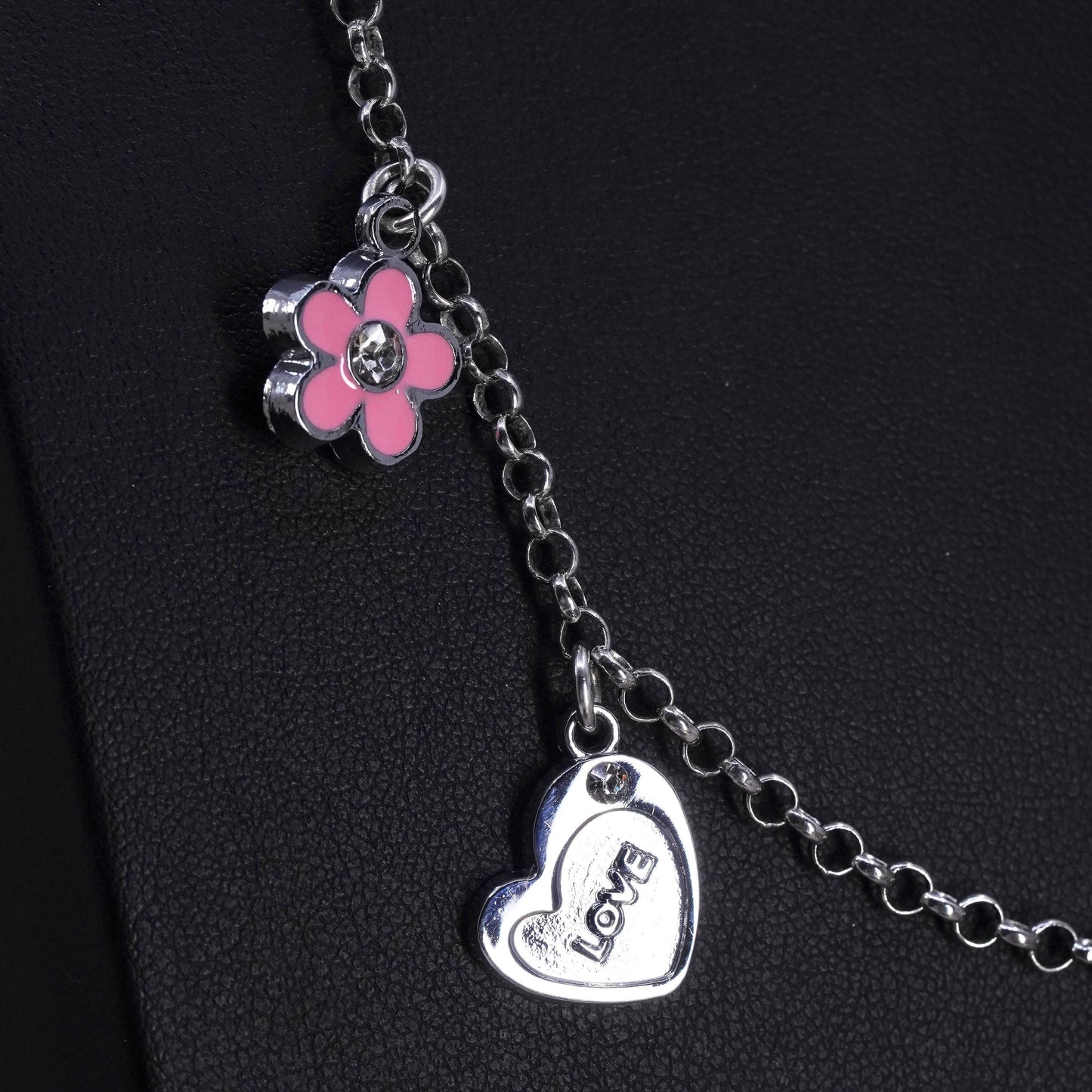20”, Sterling silver charm necklace, 925 circle chain with heart pendant Emma