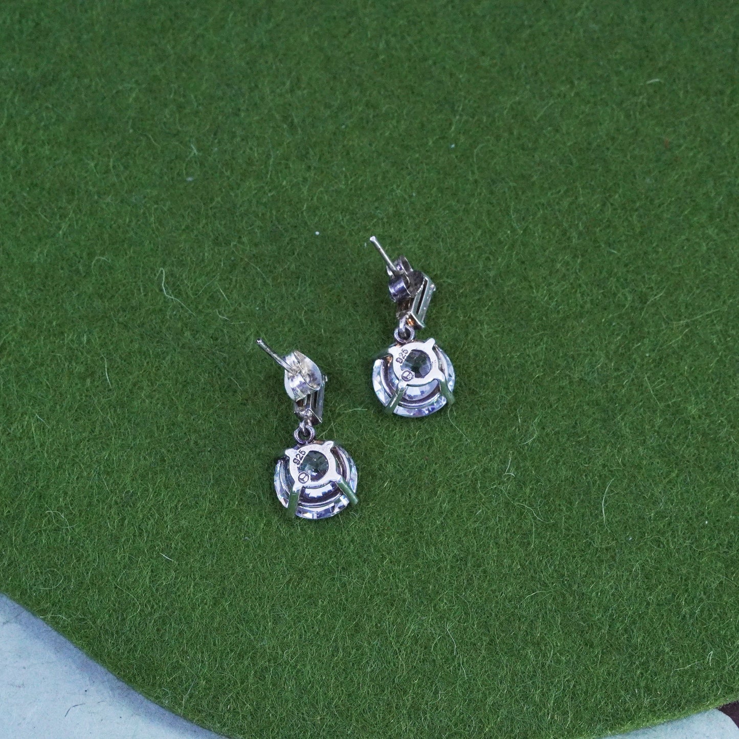 Vintage sterling silver 925 earrings with round CZ