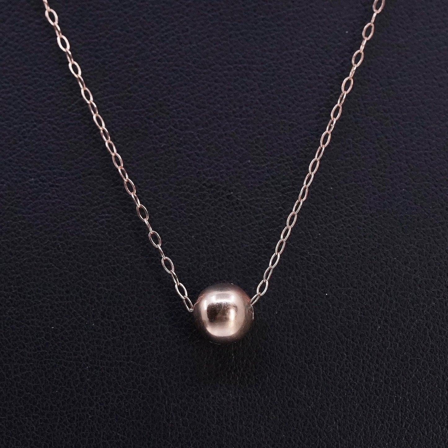 18", vintage vermeil rose gold Sterling 925 silver circle necklace bead pendant