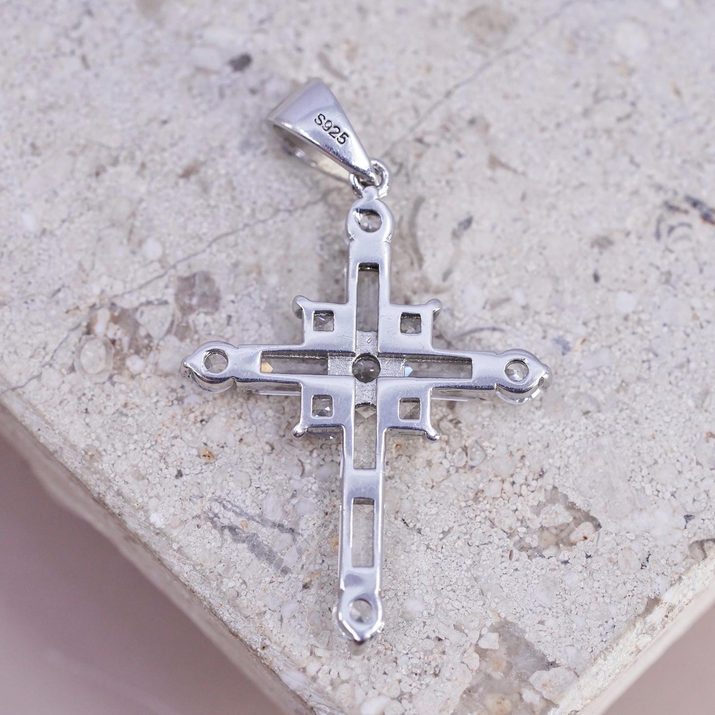 Vintage Sterling silver handmade pendant, 925 cluster cross