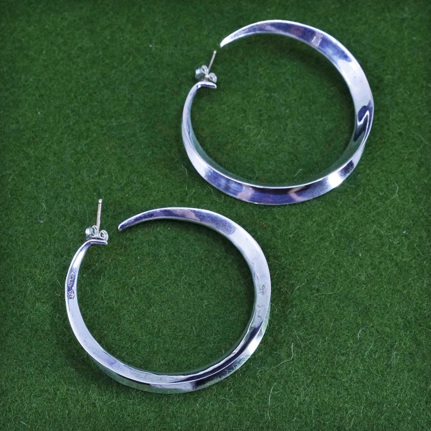 1.75”, Robert Lee Morris RLM Sterling 925 Silver Huggie Earring 14K yellow gold