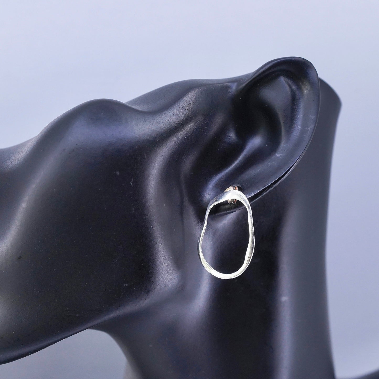 Vintage Sterling 925 silver handmade earrings, oval studs