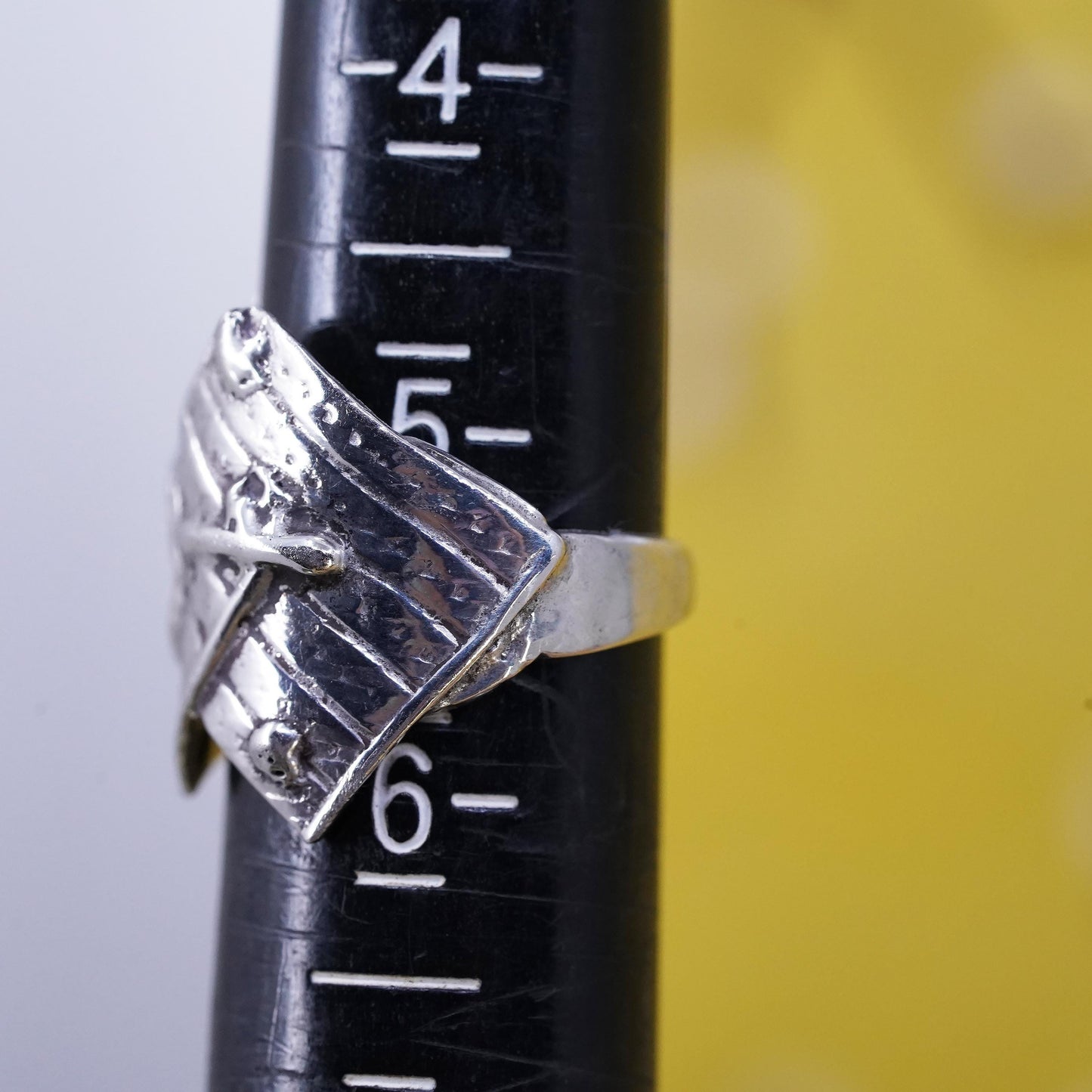 size 5.5, vintage Sterling silver handmade ring, 925 textured band
