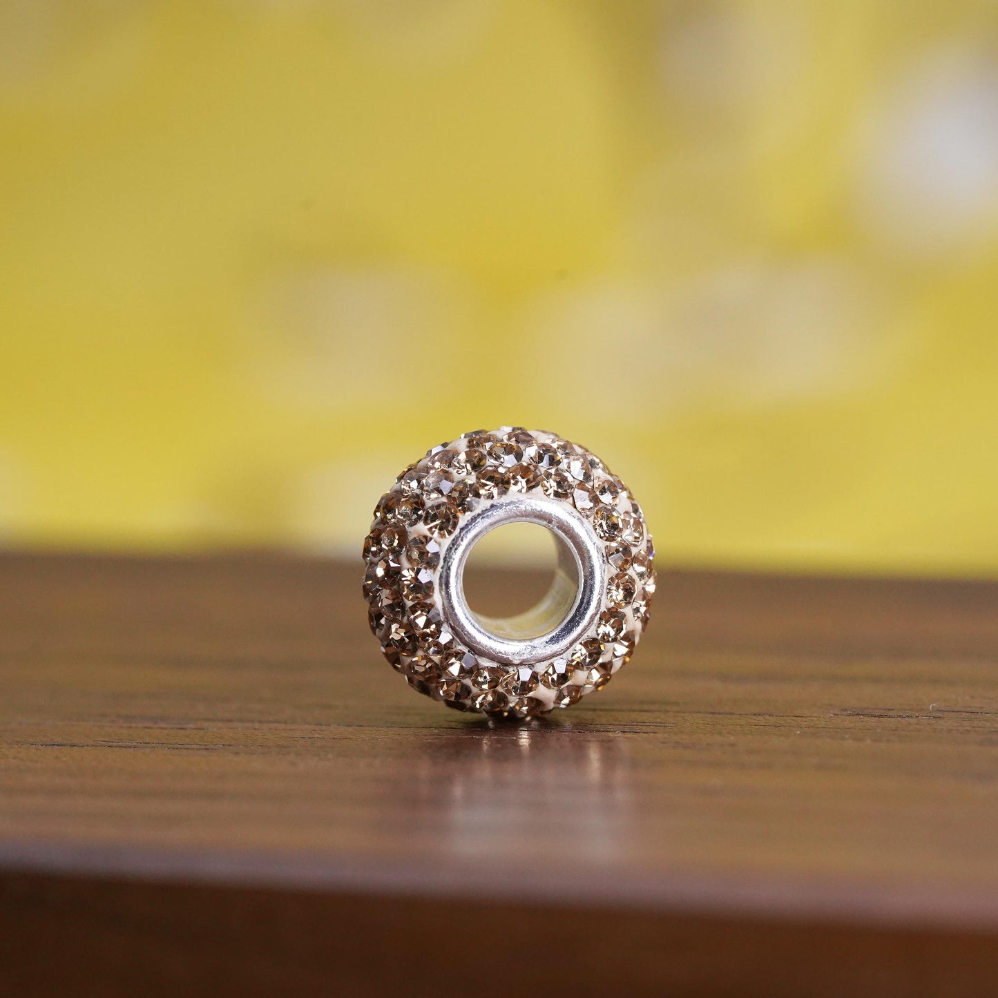 Vintage Sterling 925 silver handmade pendant bead charm with cluster cz