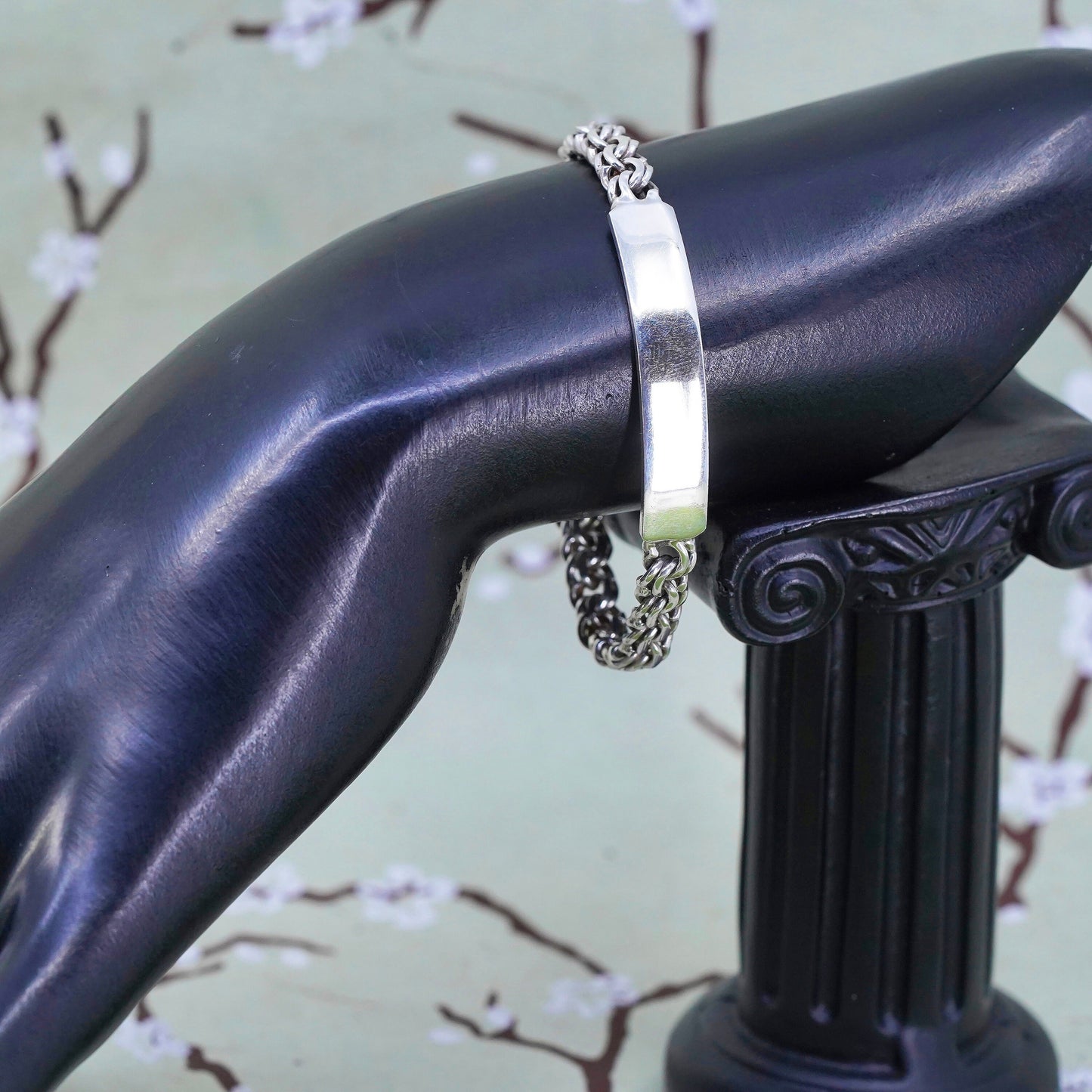 6” 6mm, Vintage Sterling silver handmade bracelet, 925 double curb chain