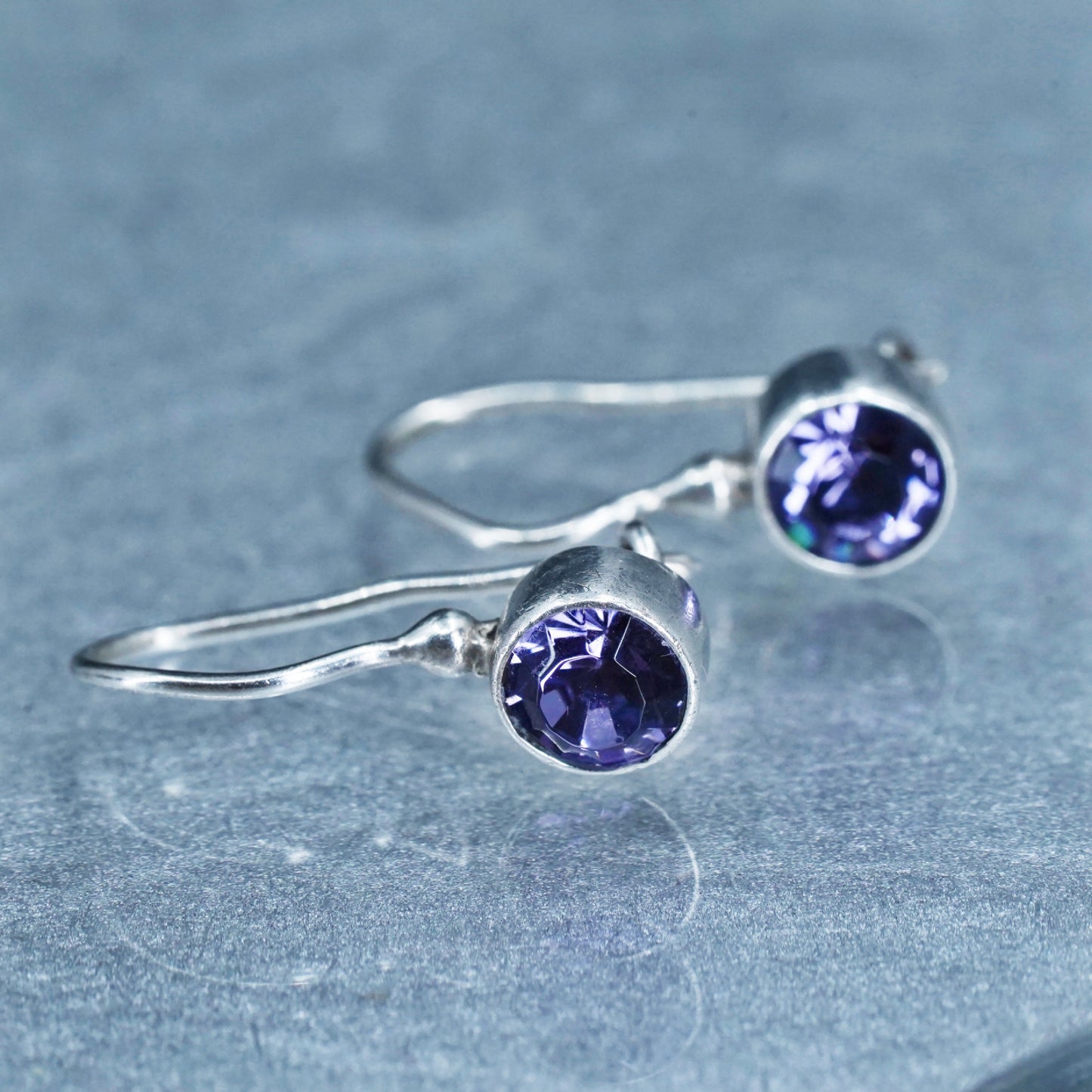 Vintage Sterling 925 silver earrings with amethyst beads