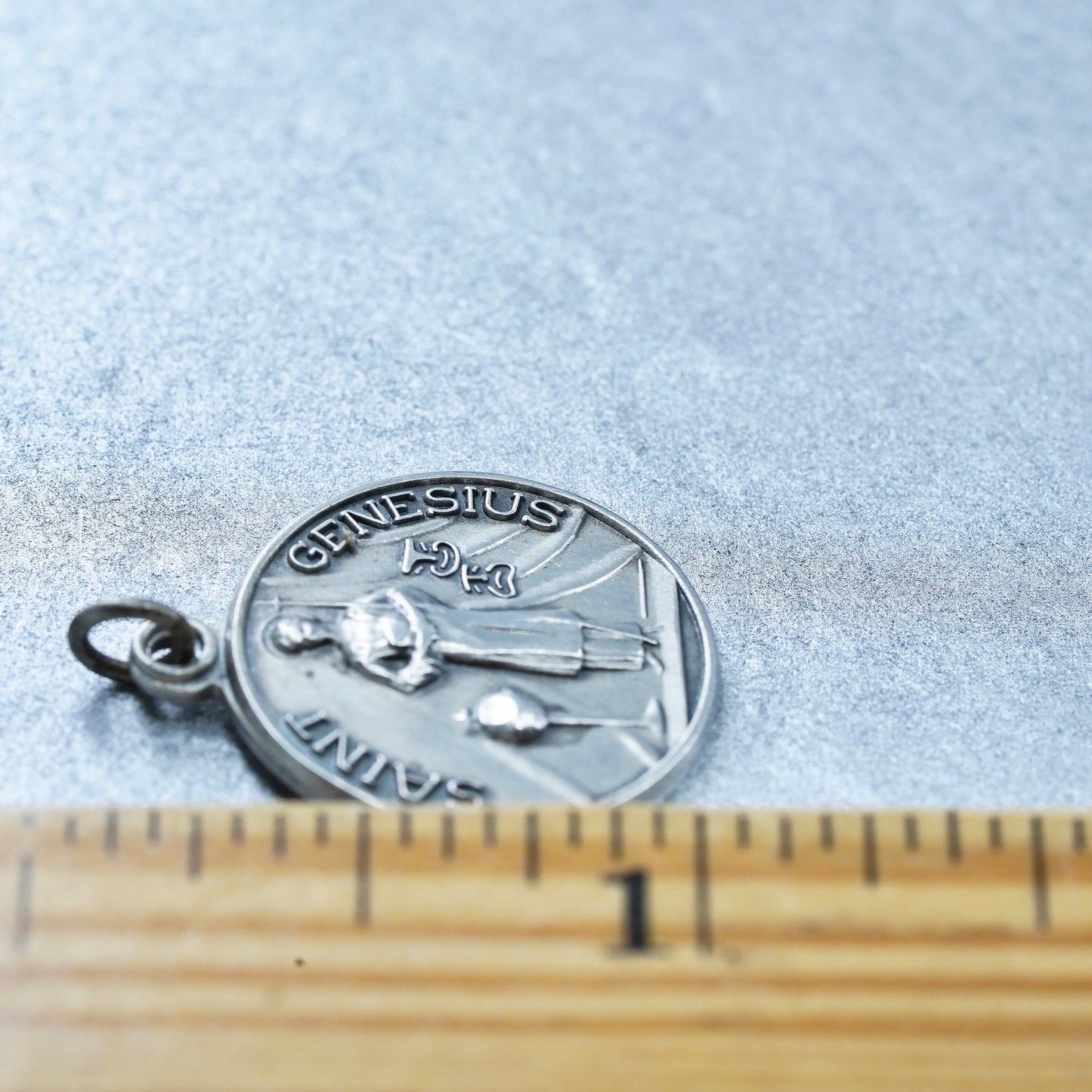 Vintage Theda sterling 925 silver handmade Saint Genesius pendant charm