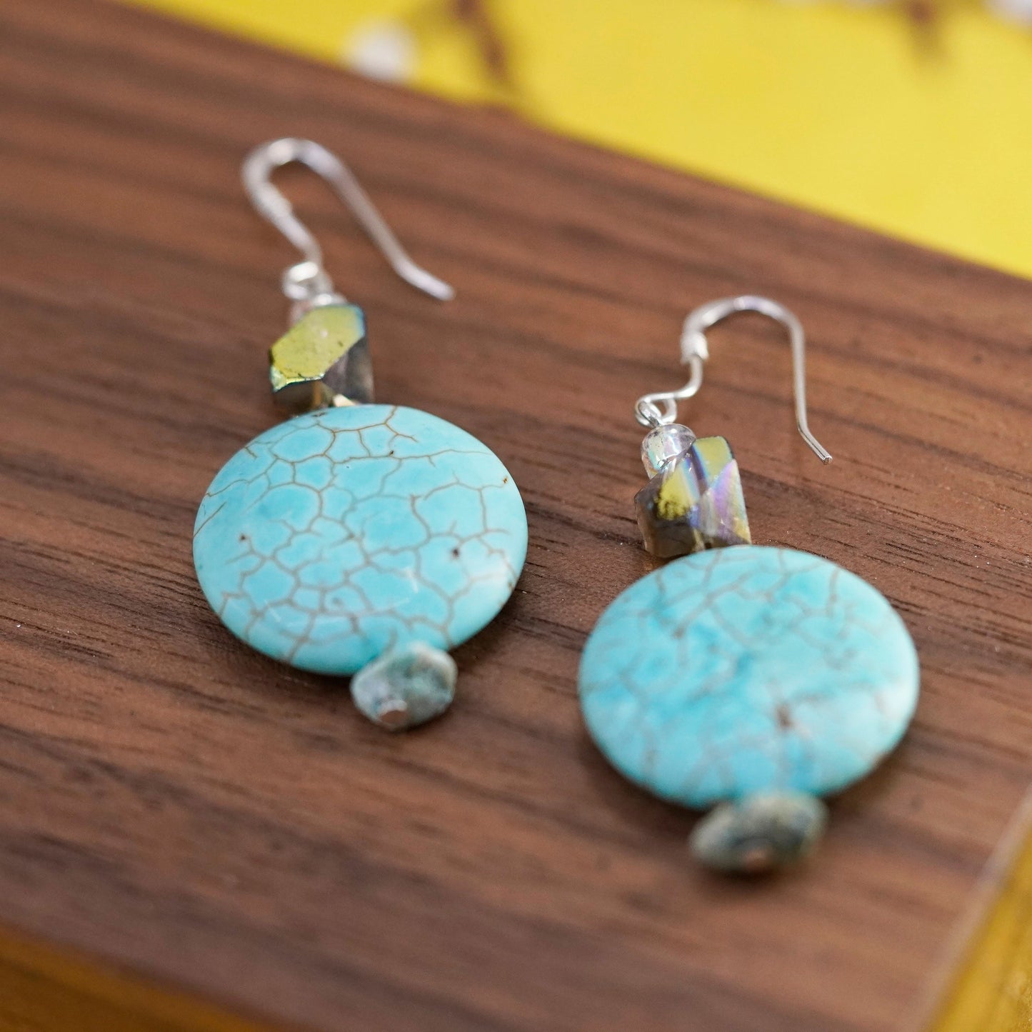 Vintage Sterling 925 silver handmade earrings with turquoise