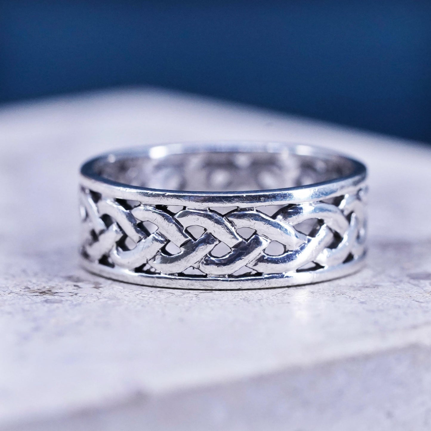 Size 11, vintage Sterling silver handmade ring, irish celtic knot 925 band
