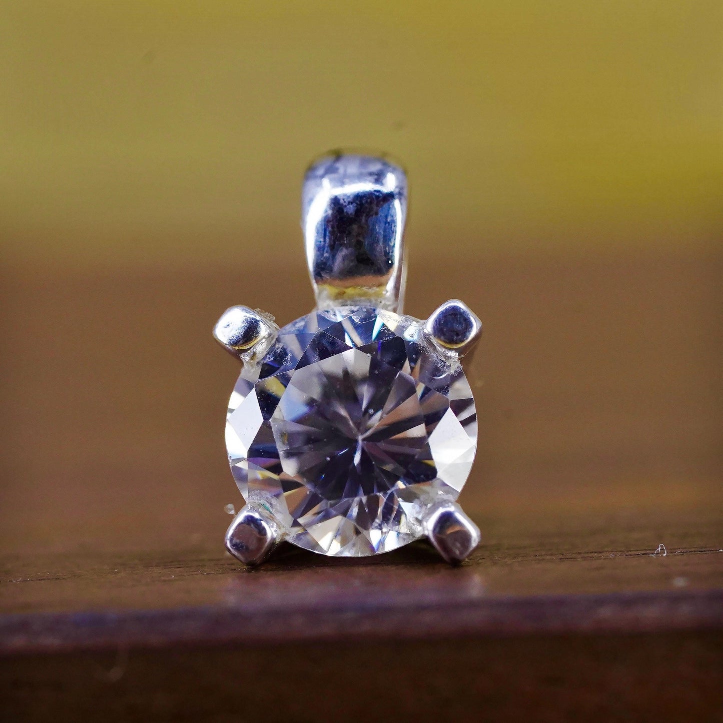 Vintage Sterling 925 silver handmade tiny pendant with cz