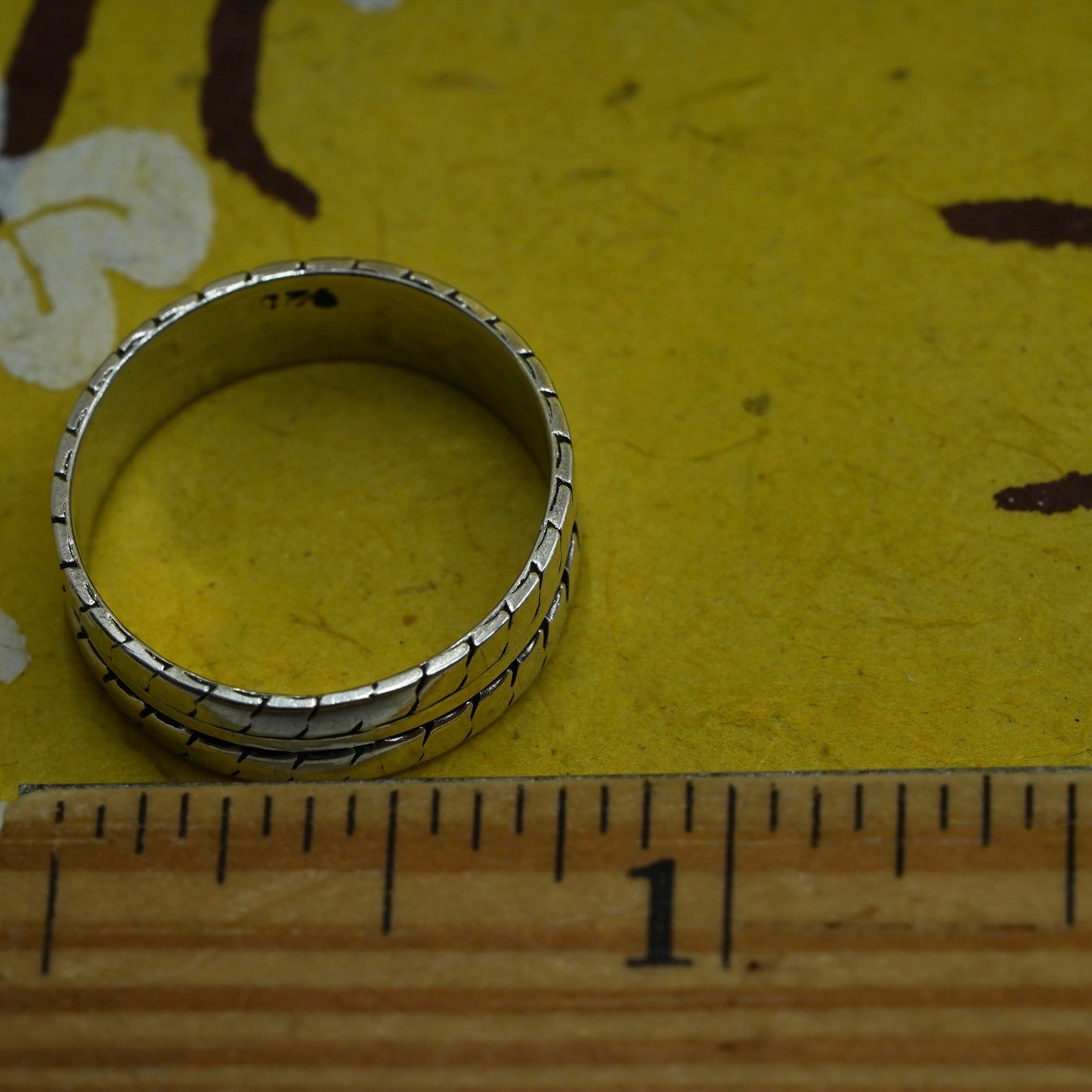 Size 8.5, vintage sterling silver handmade ring, 925 stackable textured band