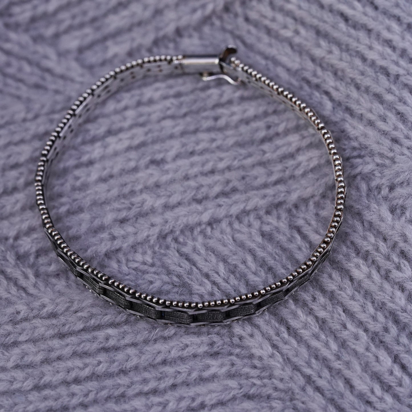 7.25", Vintage Italian sterling 925 silver chain, Italy Riccio bracelet