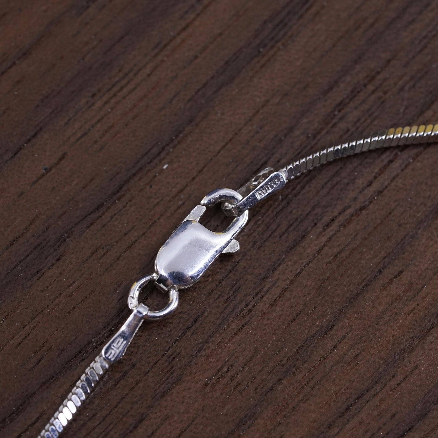 18" Sterling silver necklace, Italy 925 square snake chain with 3mm beads
