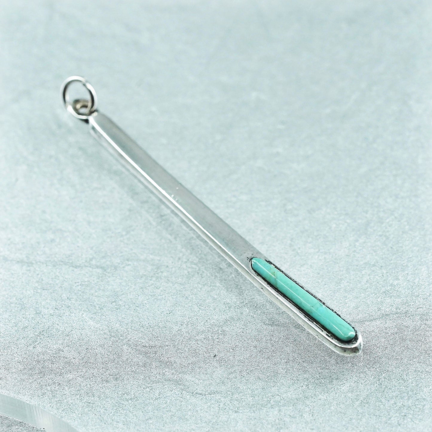Vintage Barse sterling 925 silver handmade long turquoise pendant charm