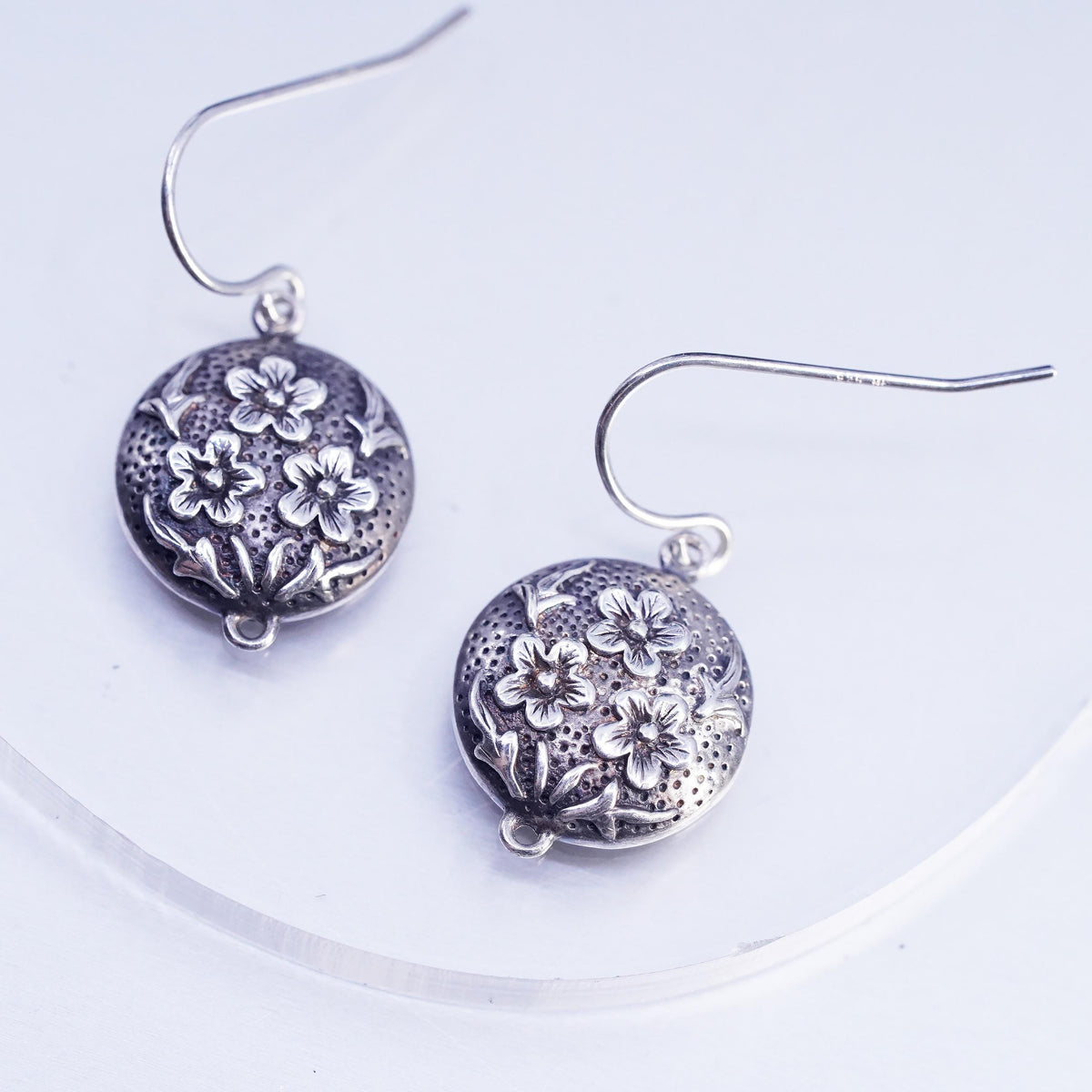 MFA Sterling Silver Floral Dangle Earrings, Museum of Fine Arts Flower Drops