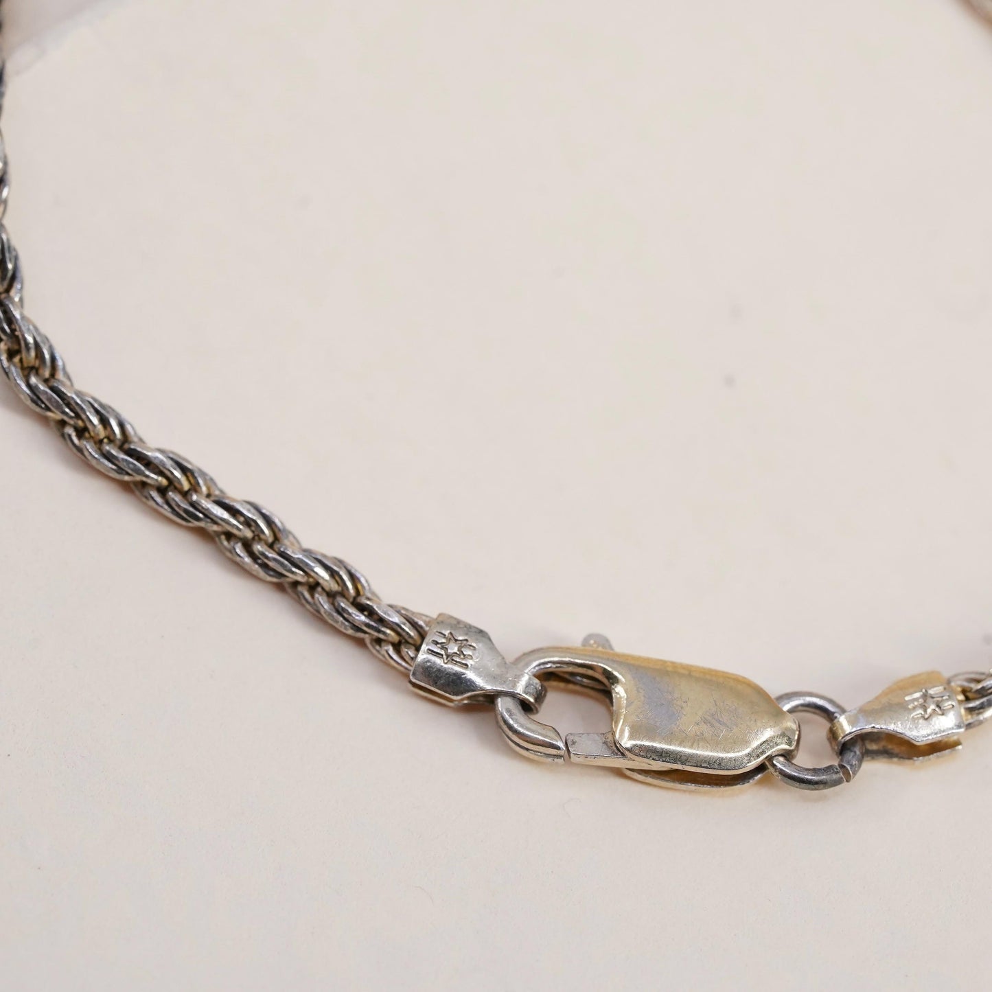 7", Vintage vermeil gold over sterling 925 silver Italian rope chain bracelet