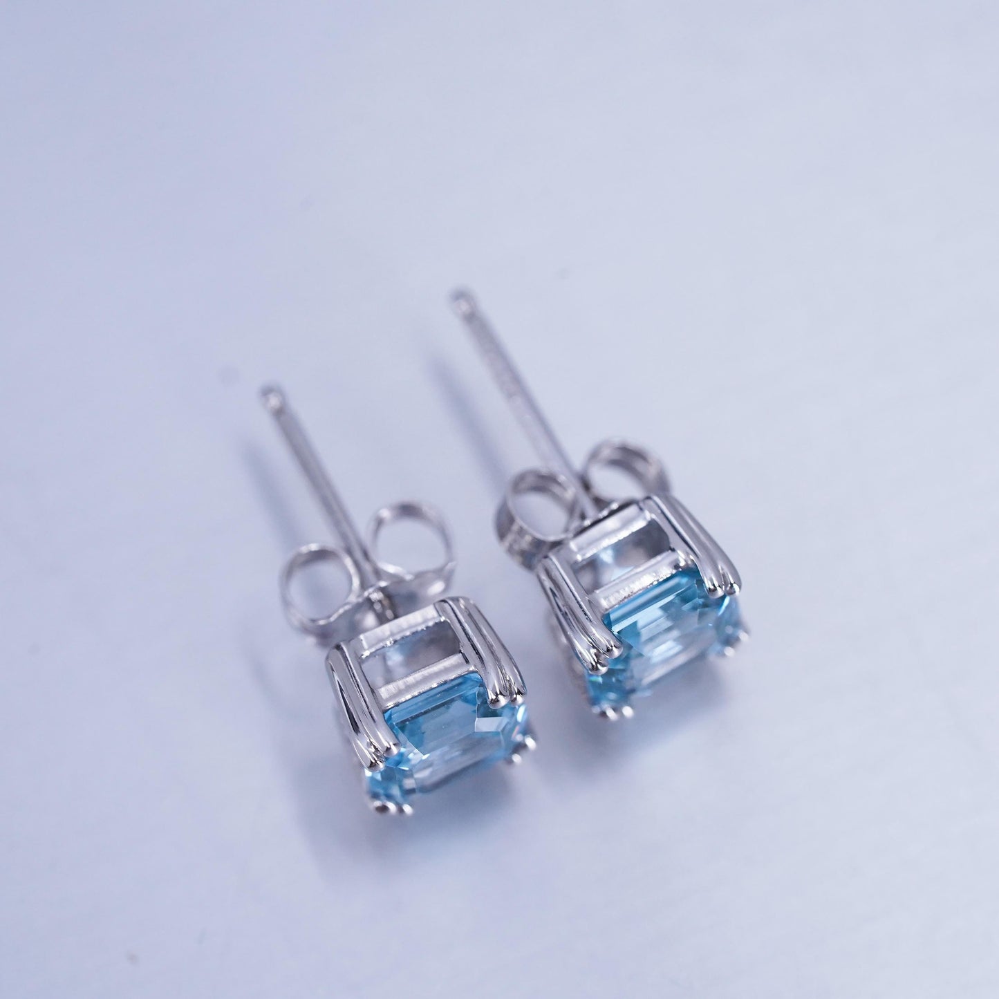 Vintage Sterling 925 silver earrings, studs with square topaz inlay
