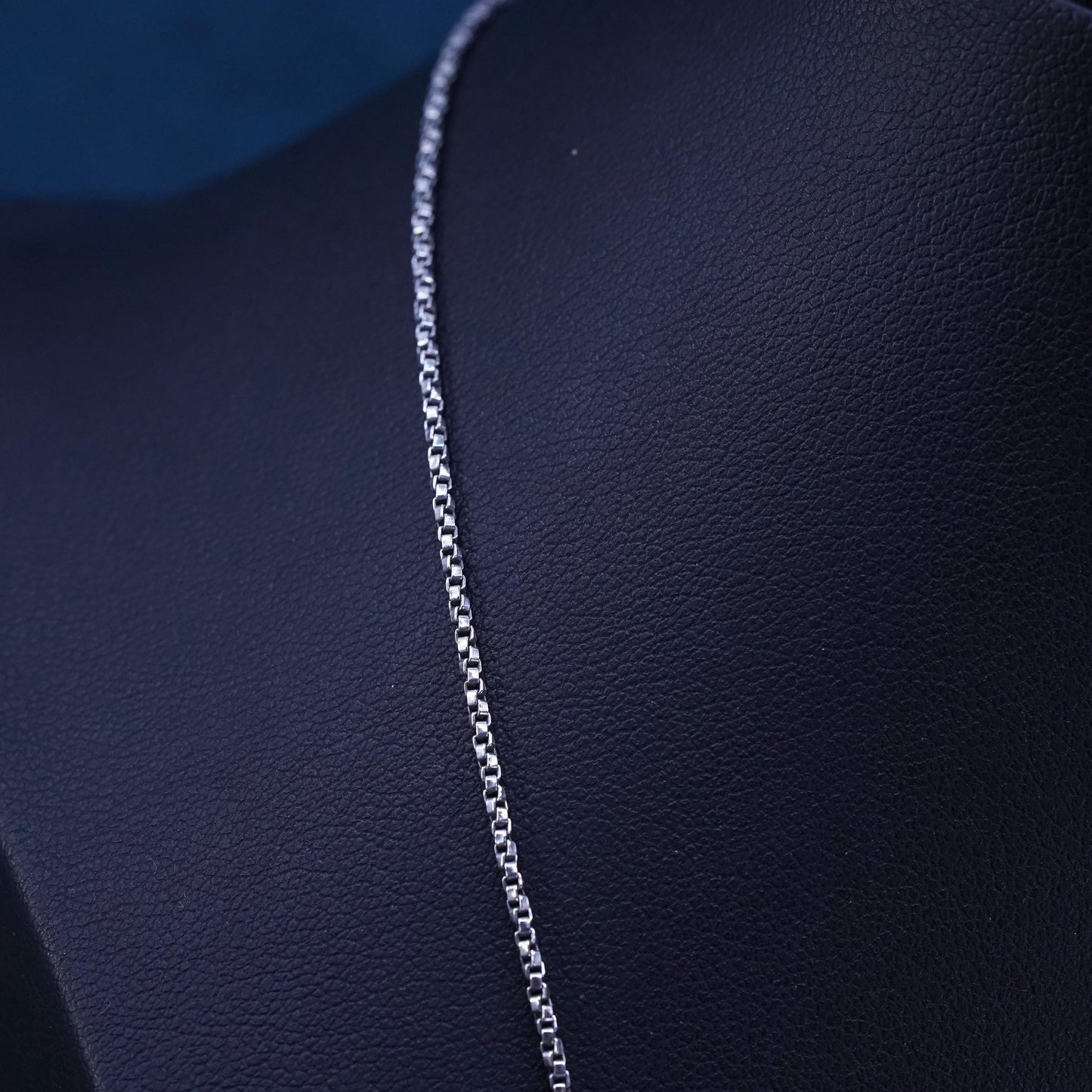 18", 1mm, vintage Sterling silver handmade necklace, 925 box chain