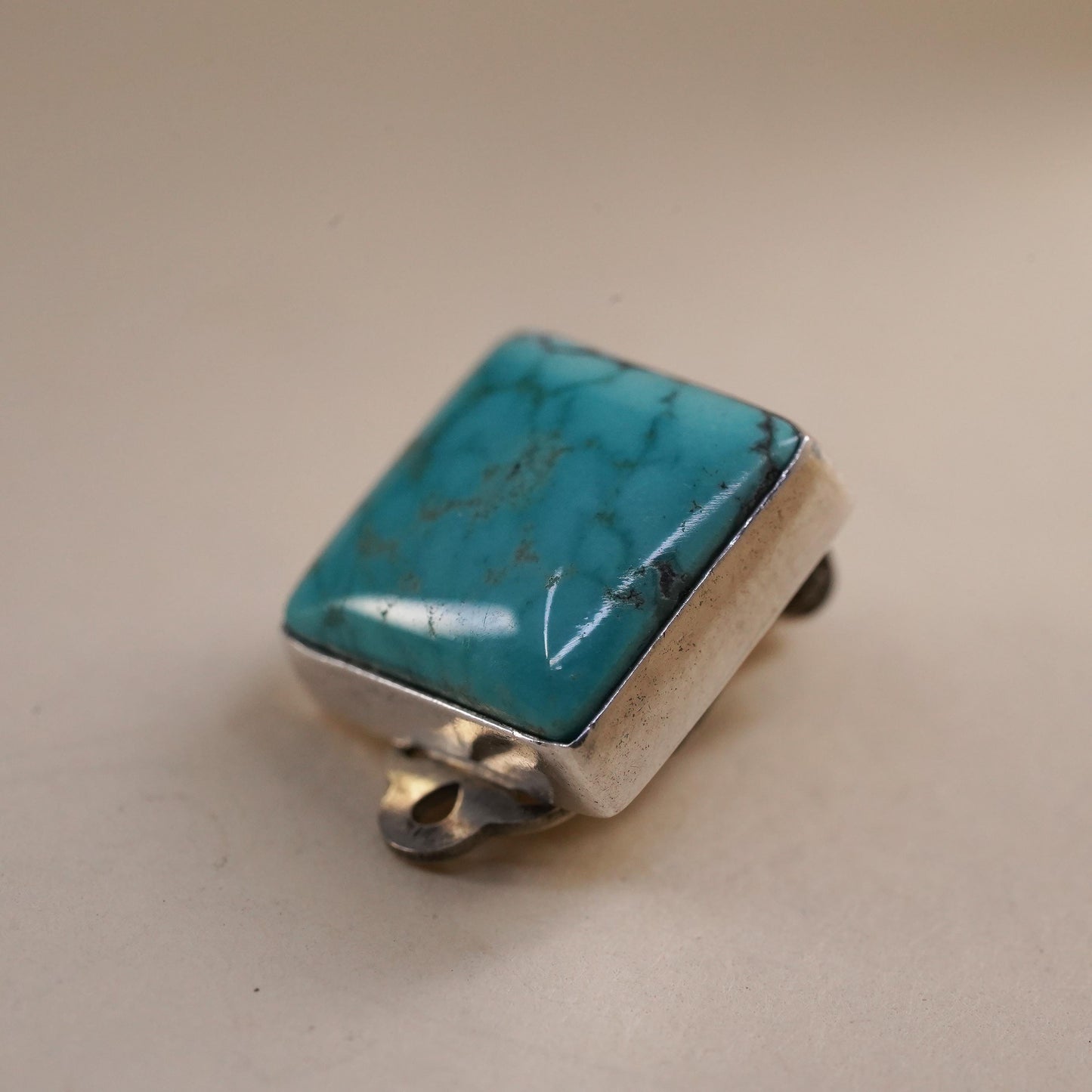 Native American Spencer sterling silver single earring, 925 clip on turquoise