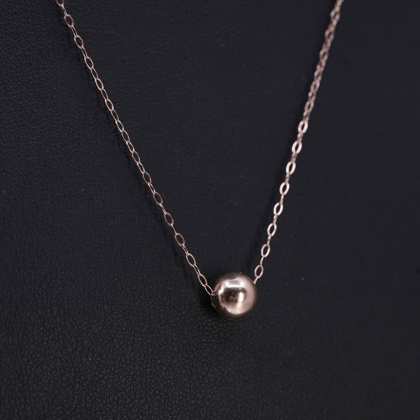 18", vintage vermeil rose gold Sterling 925 silver circle necklace bead pendant