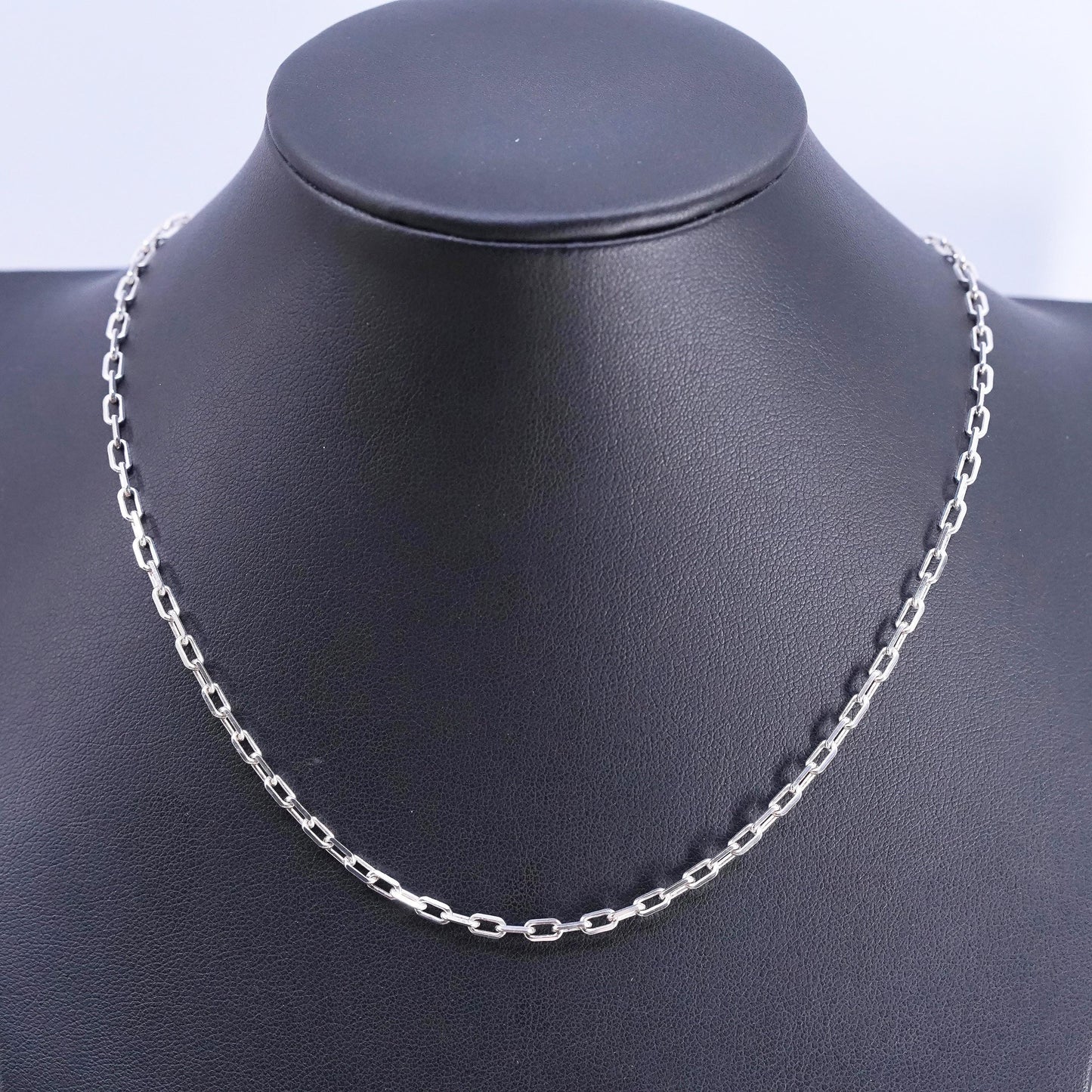 16", 3mm, vintage Sterling silver handmade necklace, 925 elongated link chain