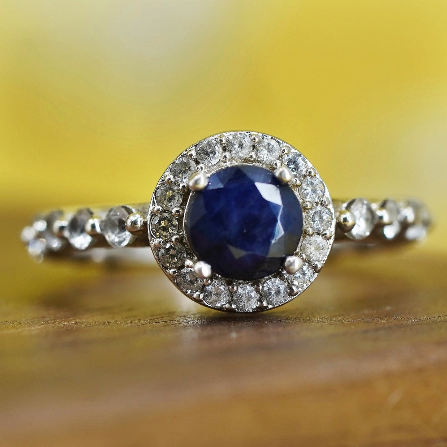 Size 5, vintage Sterling silver handmade ring, 925 band with sapphire clear Cz