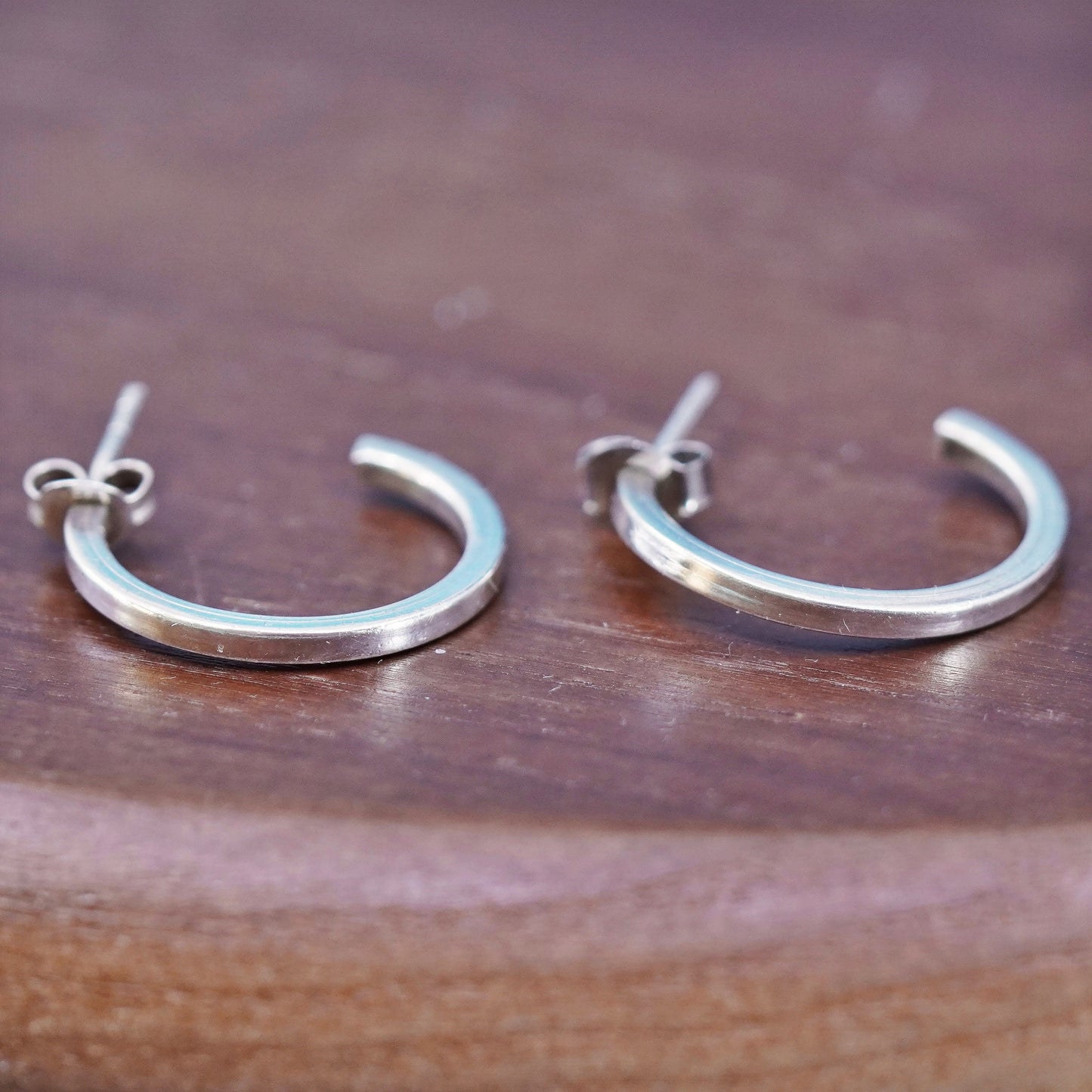 0.75”, vintage Sterling silver hoop earrings, 925 huggie studs