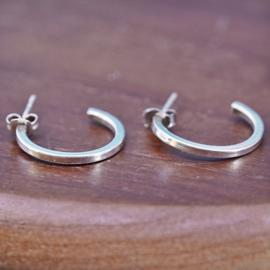 0.75”, vintage Sterling silver hoop earrings, 925 huggie studs