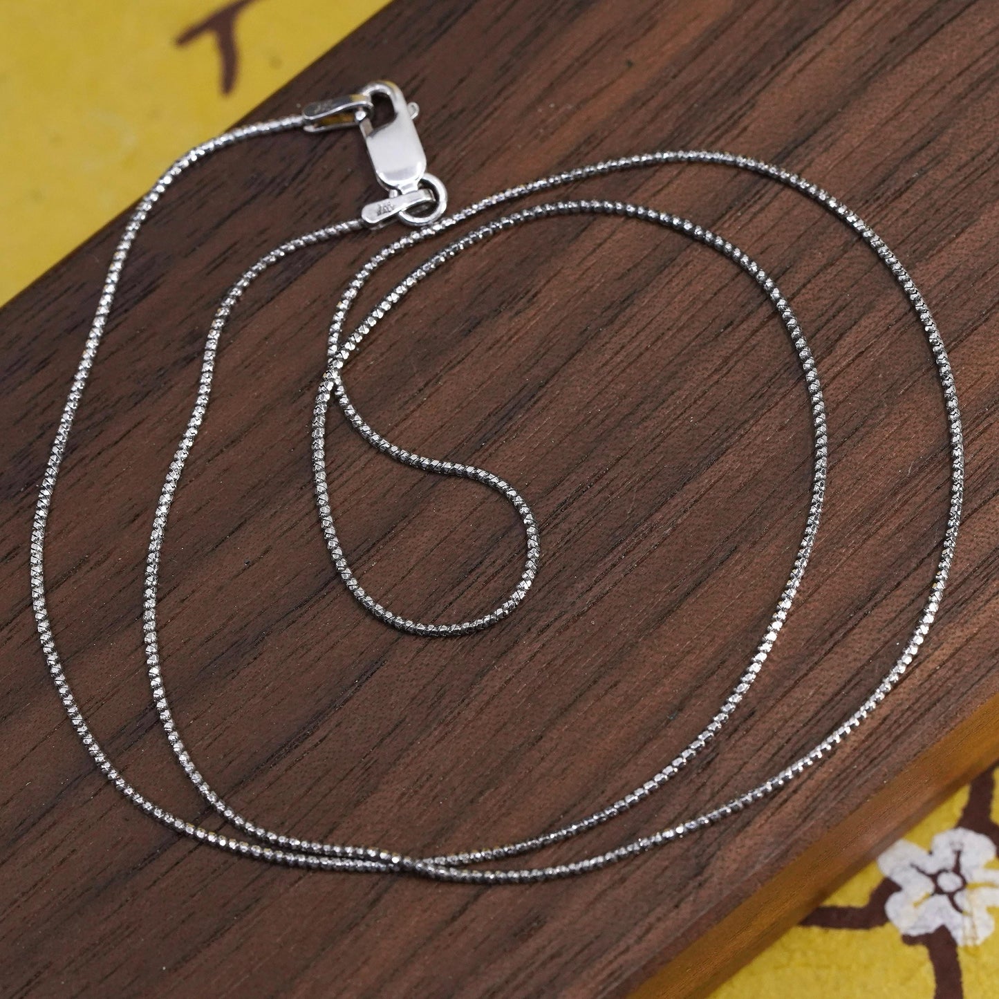 18" 1mm, vintage Sterling silver necklace, Italian 925 snake chain