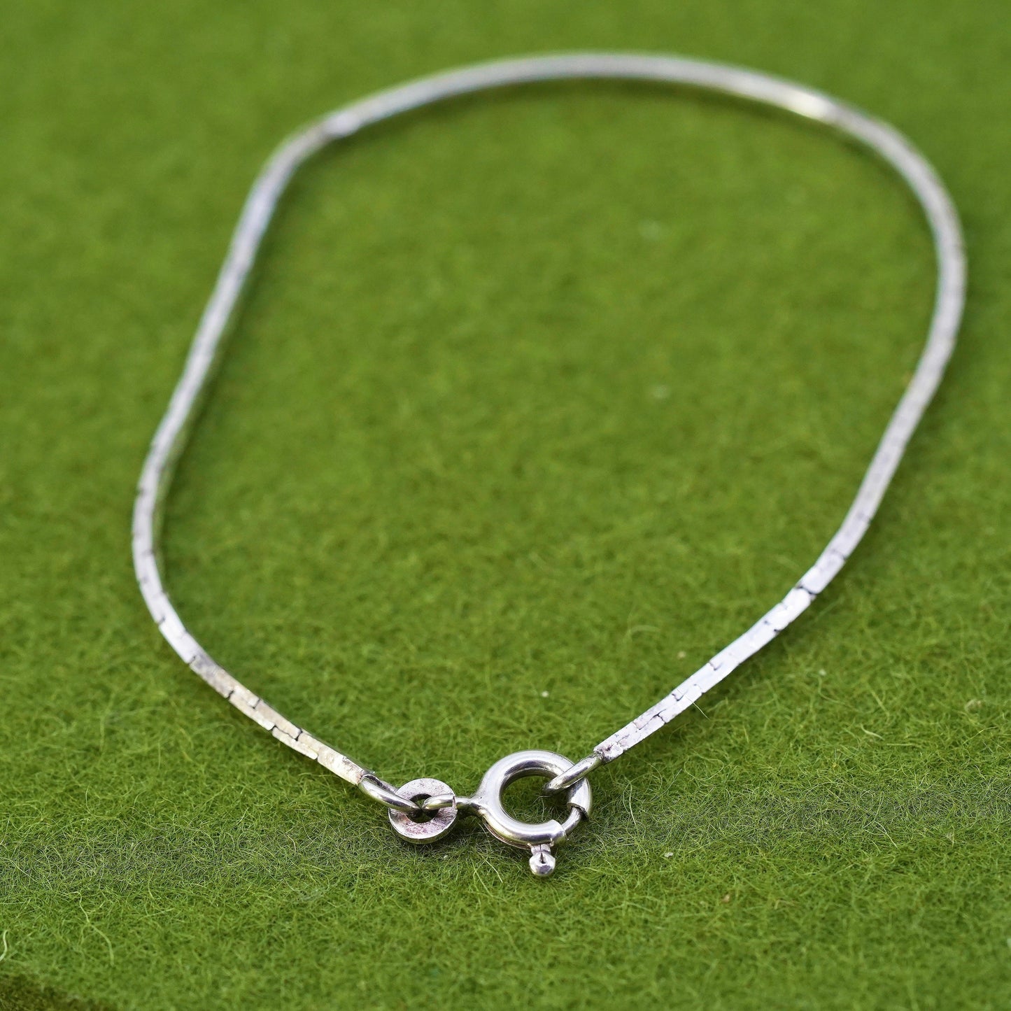7.5” 1mm, vintage Sterling silver bracelet, 925 silver square snake chain
