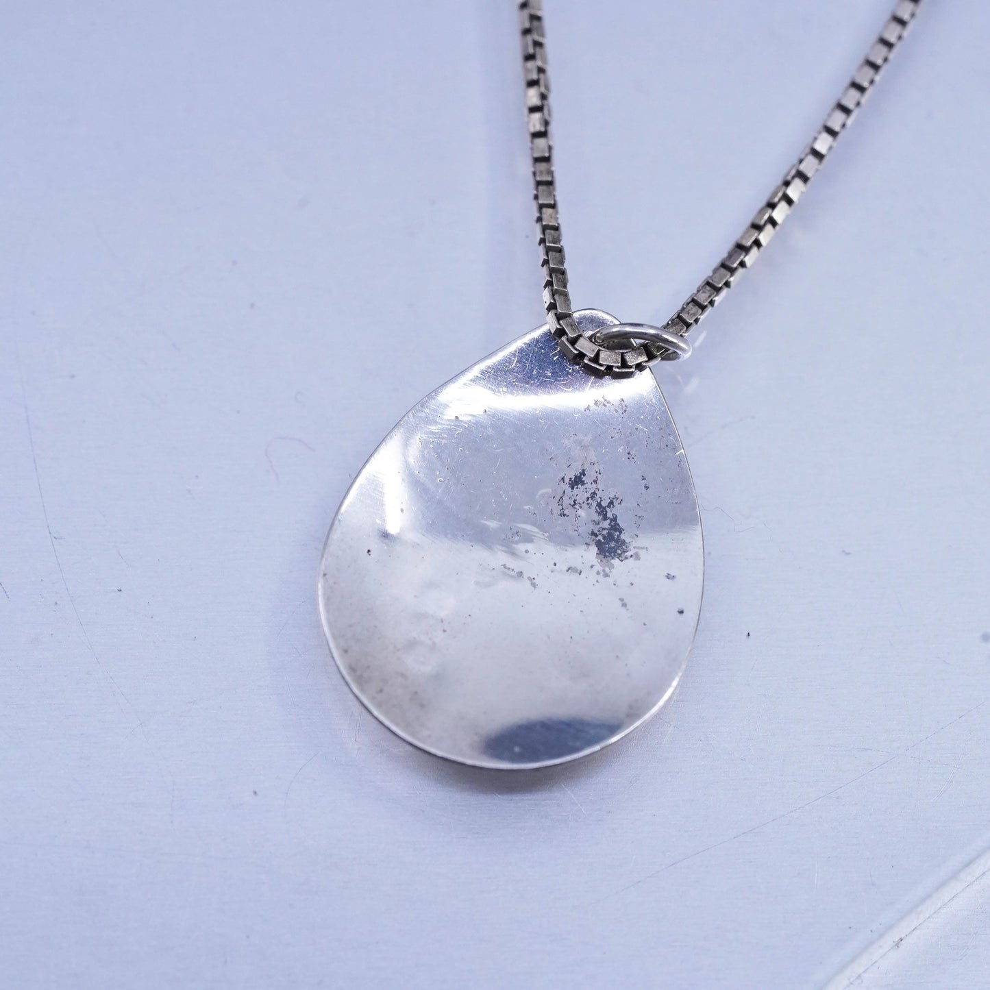 20", Italian sterling 925 silver box necklace dragonfly teardrop tag pendant