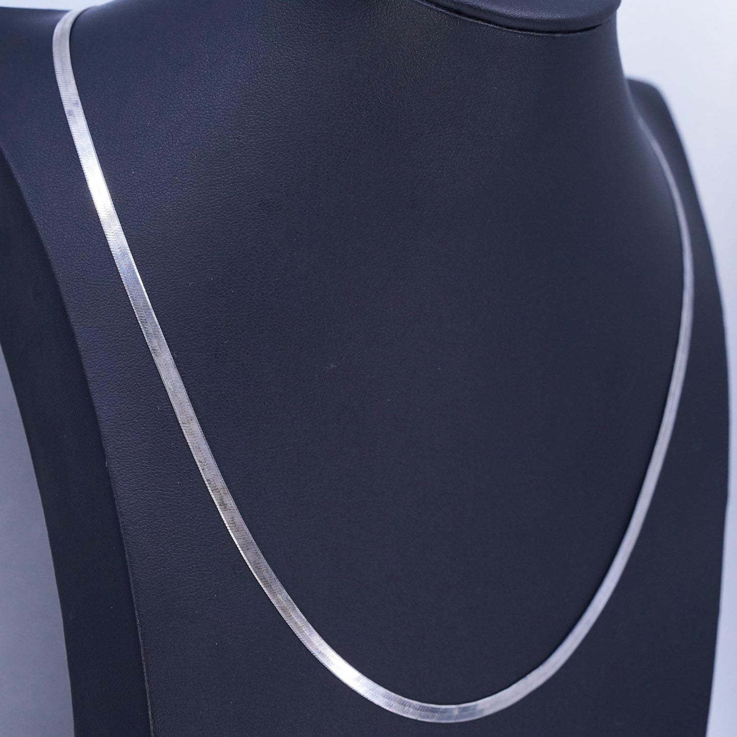 20” 3mm, vintage Italian Sterling 925 silver herringbone chain necklace