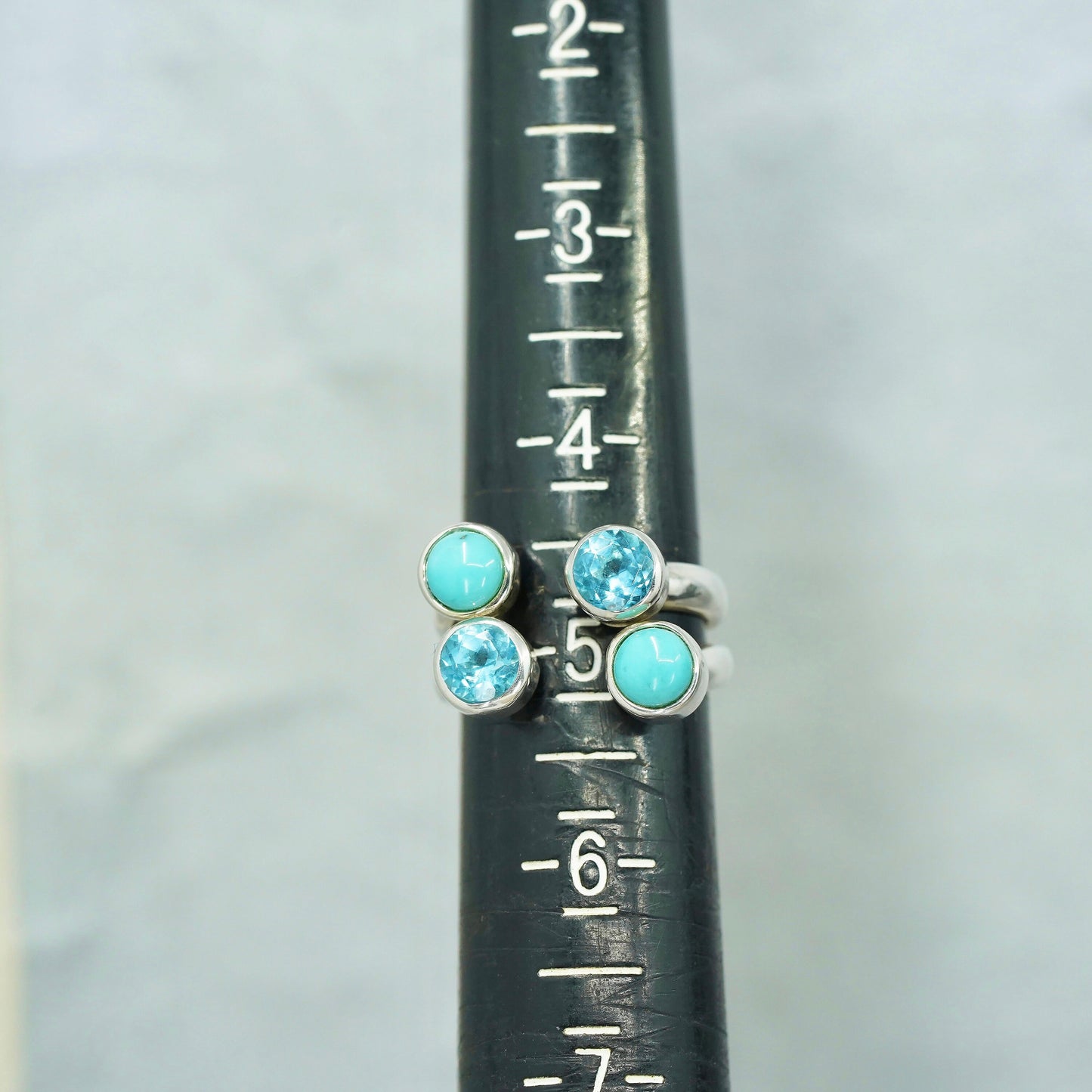 Size 5.5, DTR Jay King Sterling 925 silver wrap ring with turquoise and topaz