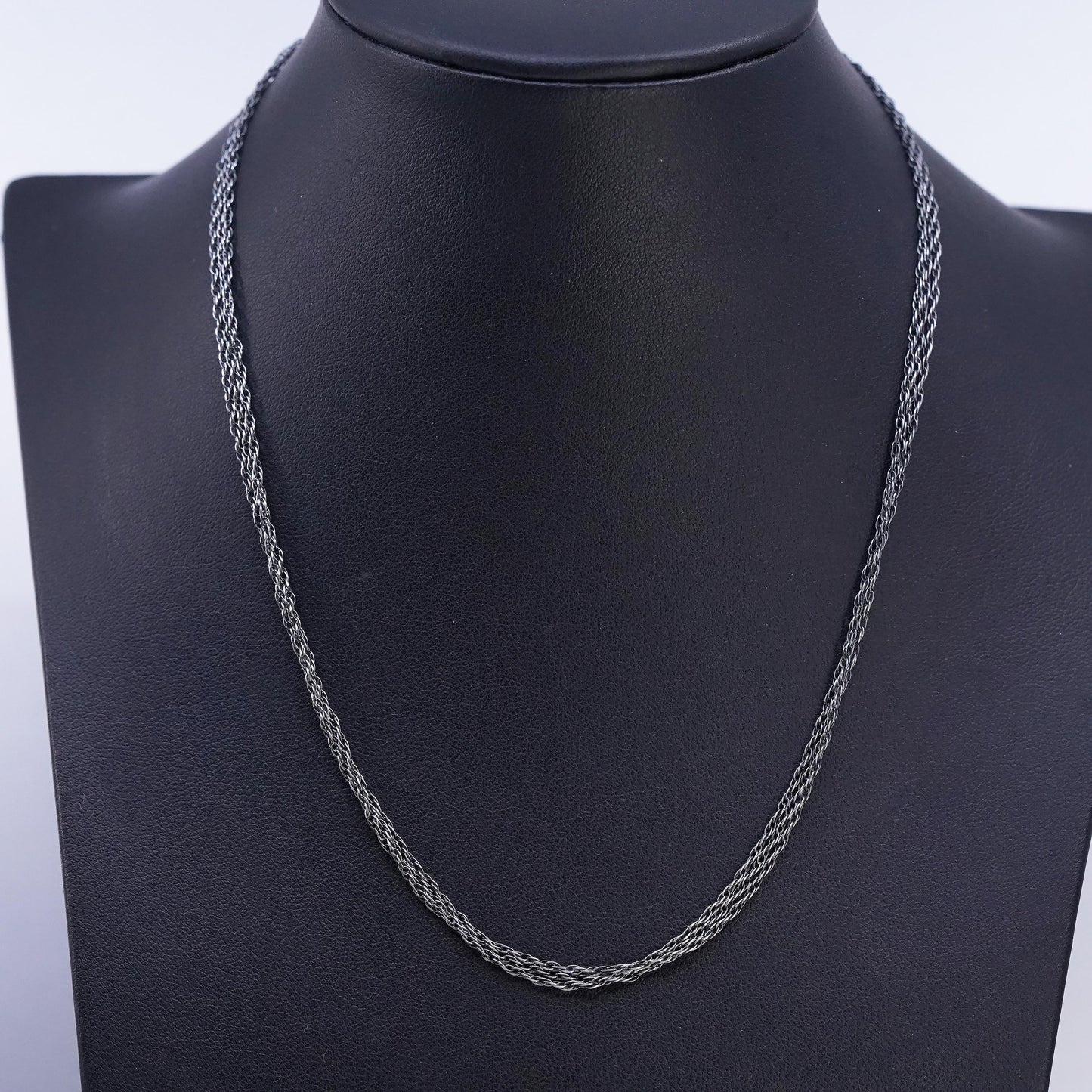 16", VTG Italian Sterling 925 silver multi strands Singapore rope necklace