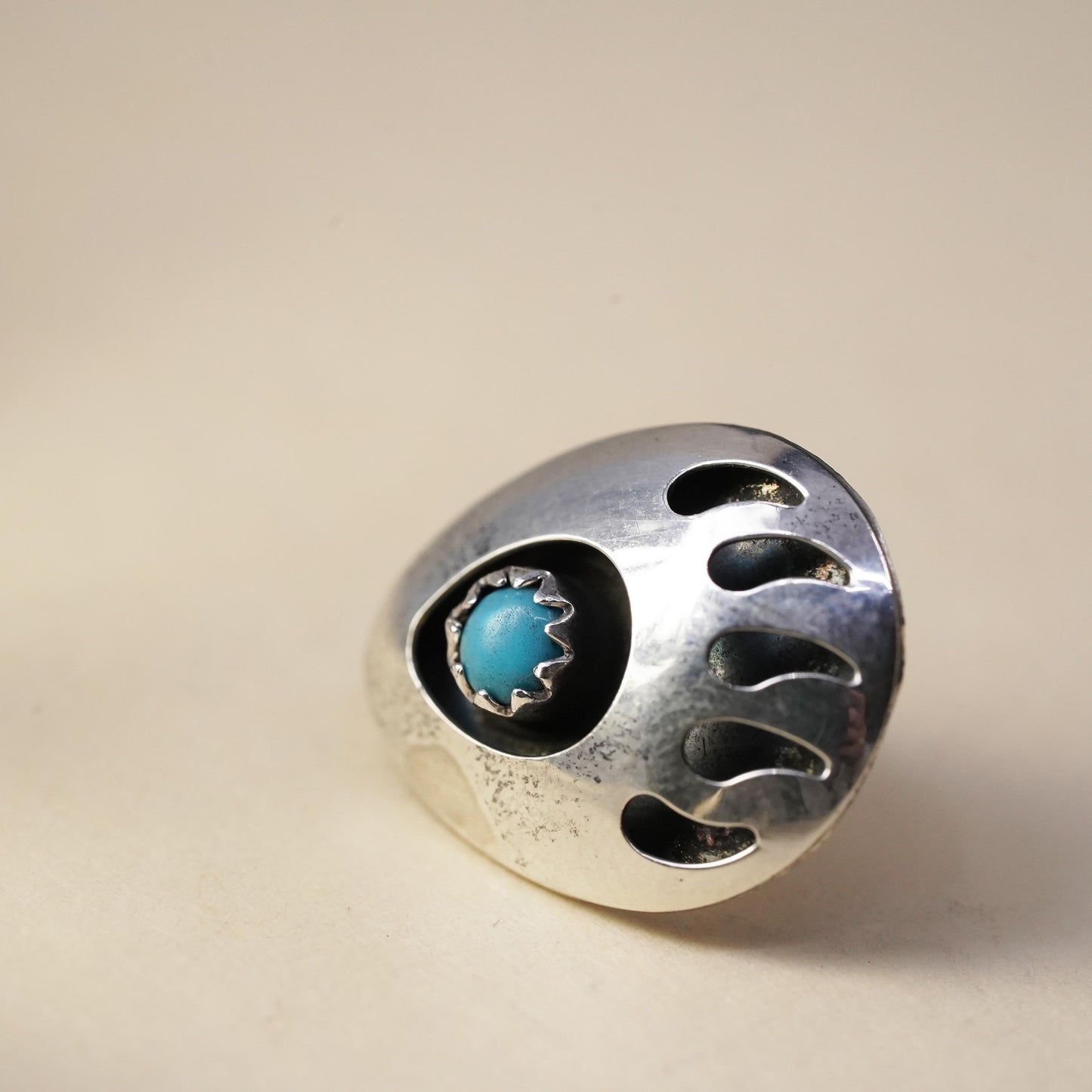 southwestern Sterling 925 silver bear paw stud with turquoise, single earring
