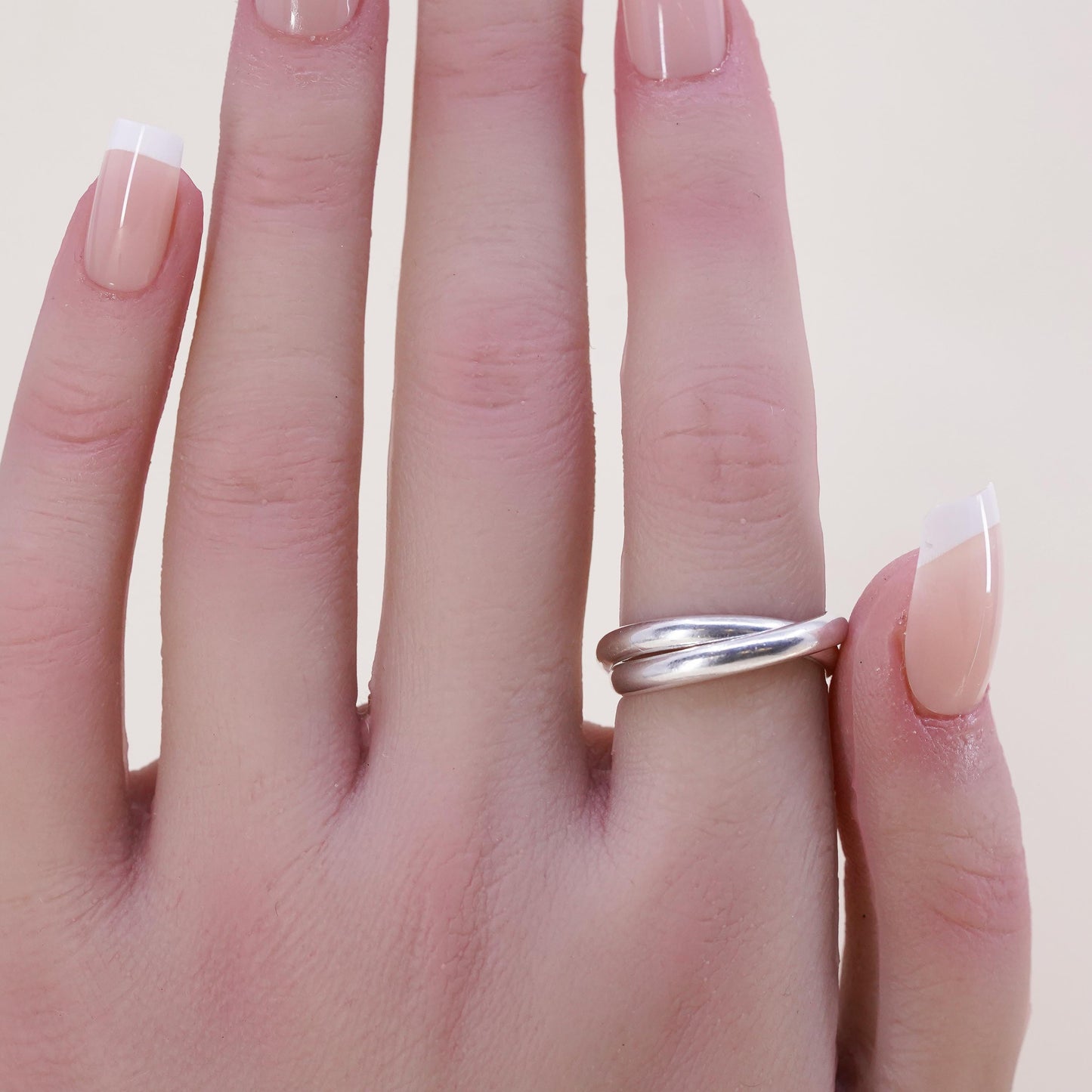 Size 6.5, Vintage sterling silver handmade entwined ring, 925 statement band