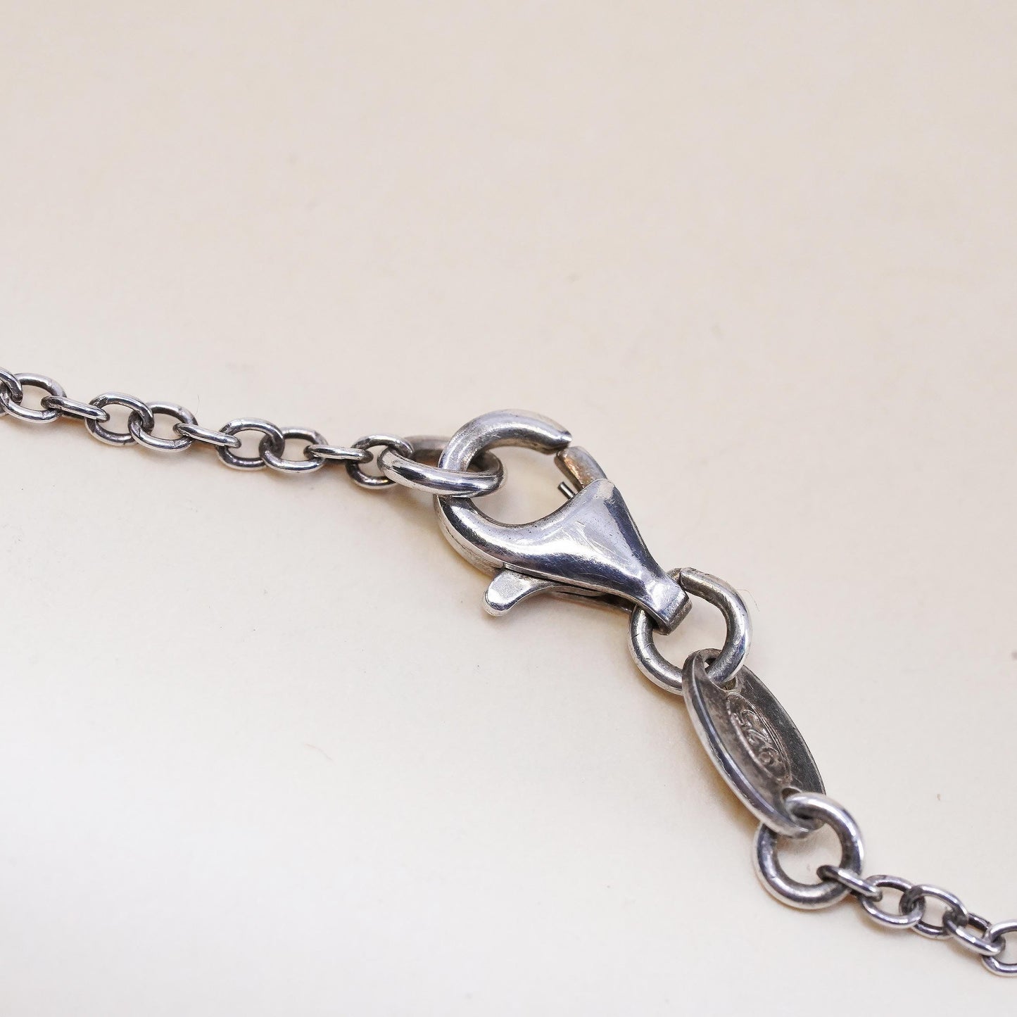 16”, vintage sterling silver handmade necklace, 925 circle chain key pendant