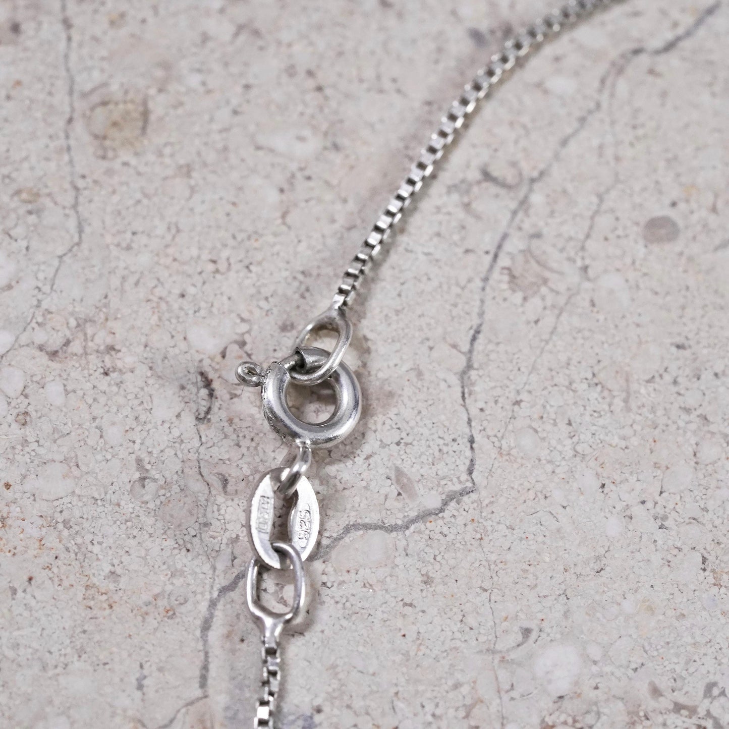 16” Native American Frederick Chavez Sterling 925 silver box necklace turtle