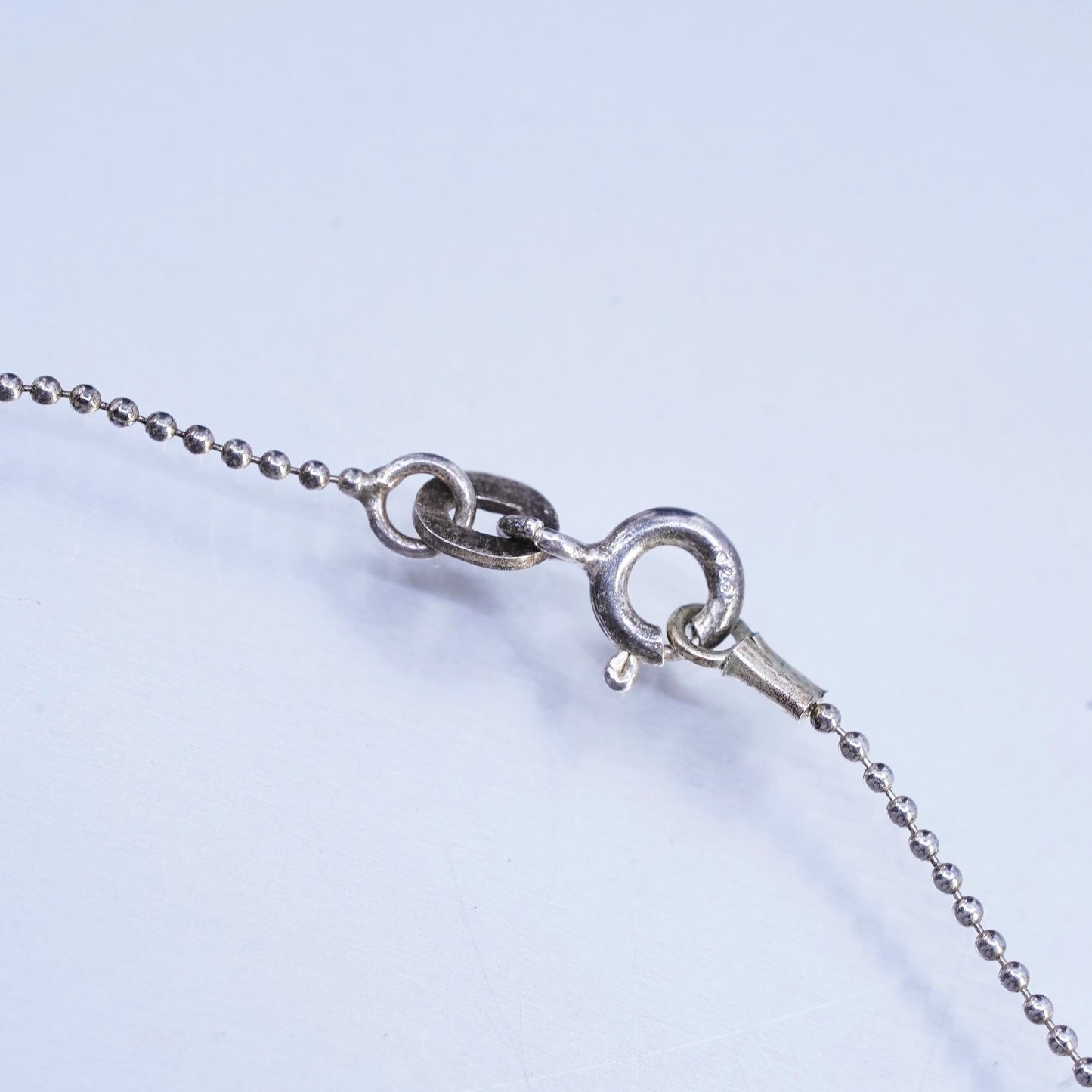 14", Native American Sterling 925 silver bead choker necklace turquoise pendant