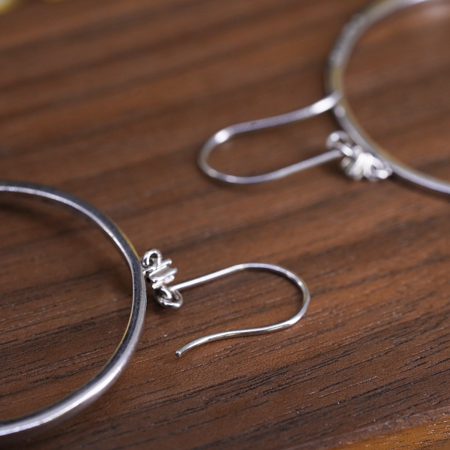 2", vintage Sterling silver handmade earrings, 925 circle hoops with diamonds