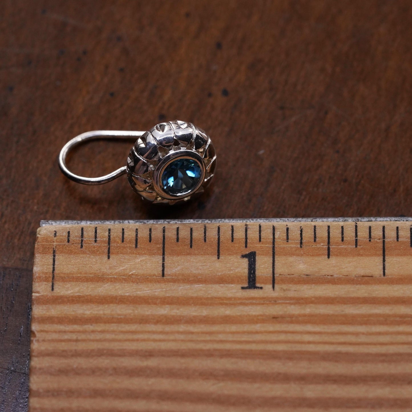 Southwestern sterling silver 925 handmade single earring with topaz lever back