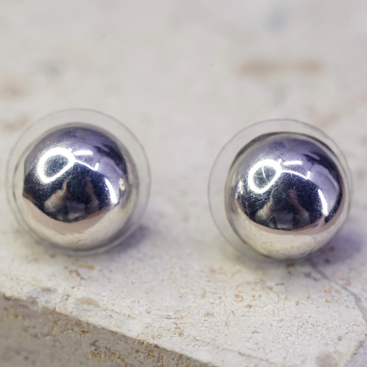 7mm Sterling silver dome studs earrings, silver tested