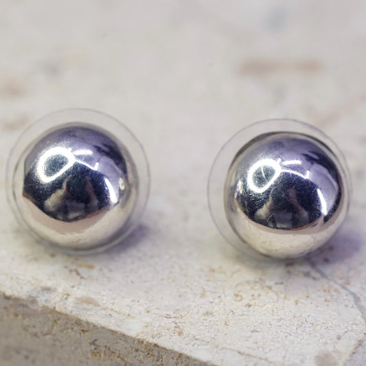 7mm Sterling silver dome studs earrings, silver tested