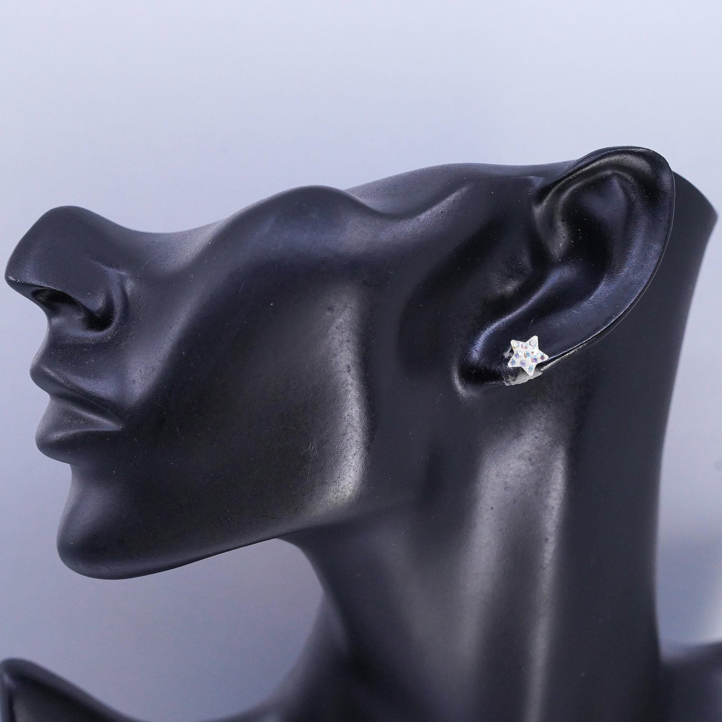 8mm, Vintage Sterling 925 silver handmade earrings, studs with pearl and cz