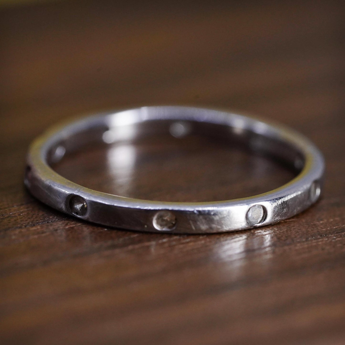 Size 7, vintage Sterling silver ring, 925 band with cz