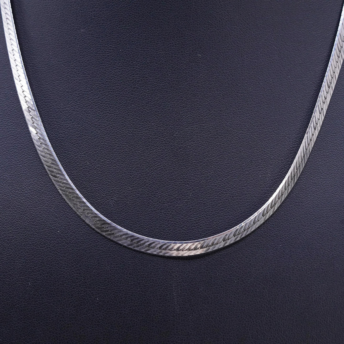 18" 5mm, vintage Sterling silver handmade necklace, 925 herringbone chain
