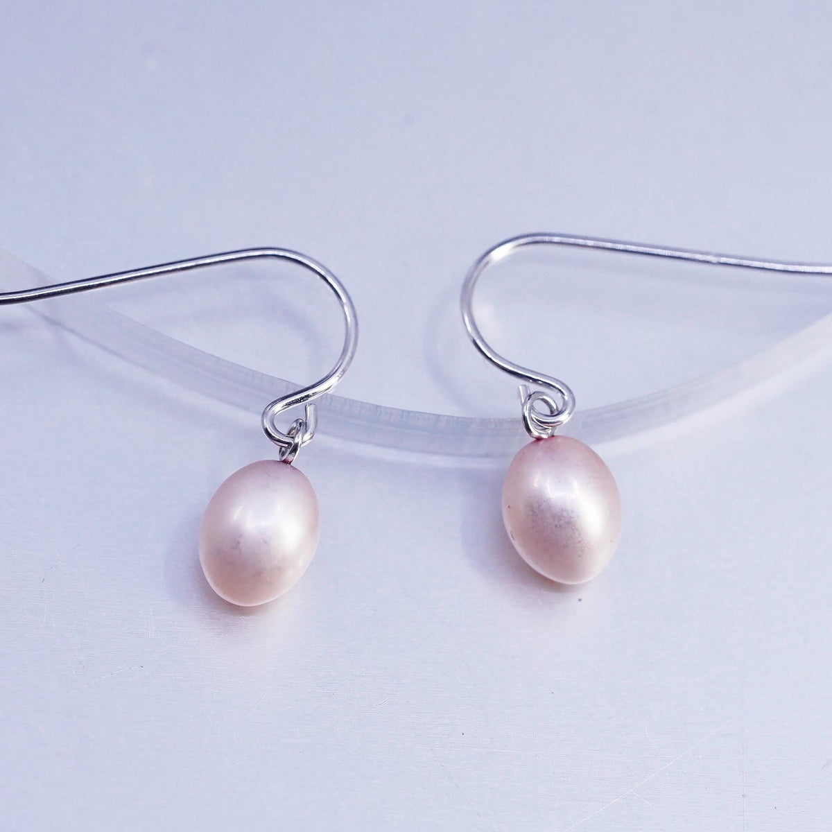 Vintage Sterling 925 silver earrings, dangle with teardrop pearl