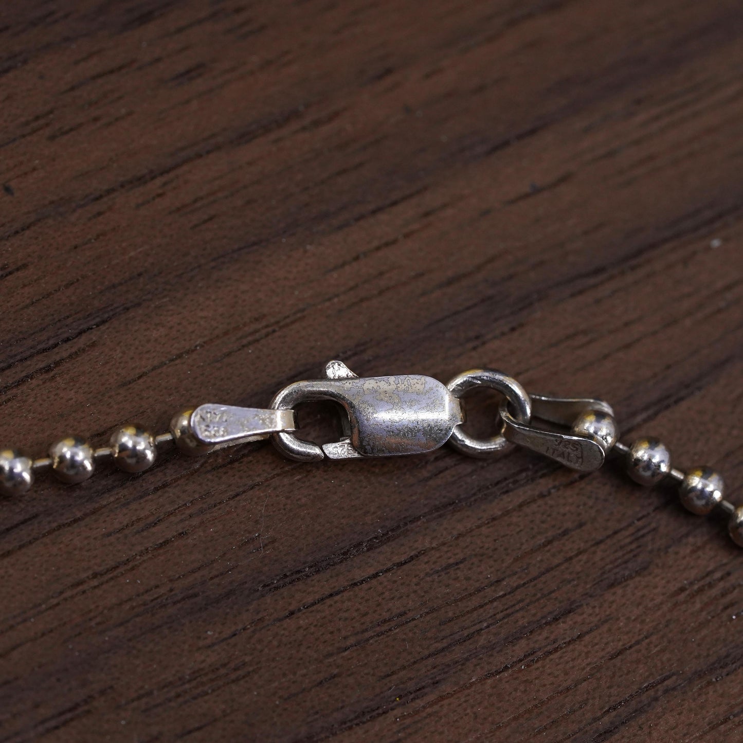 18”, 1mm, vintage Sterling silver beads necklace, 925 chain